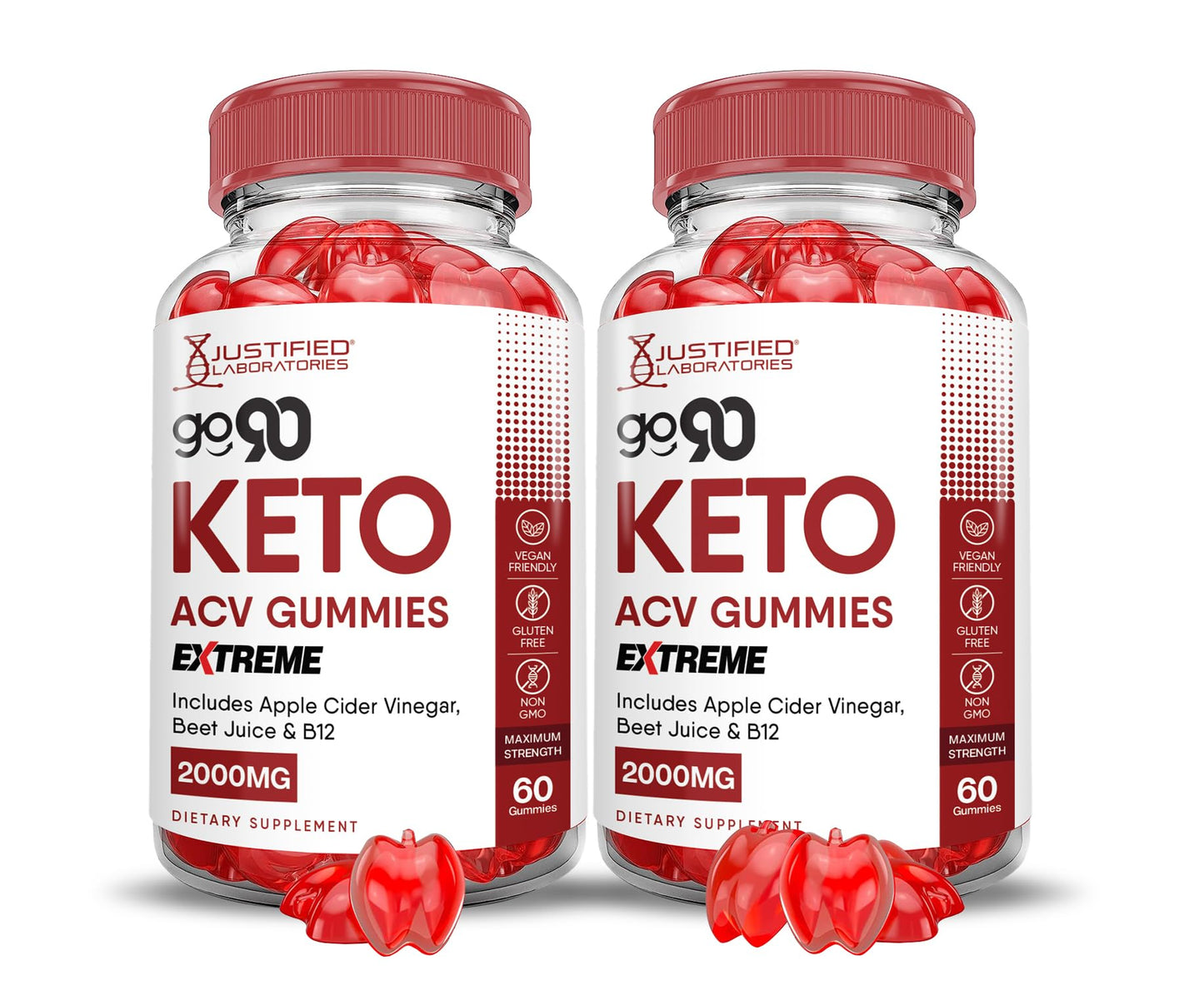 Justified Laboratories Go 90 Keto ACV Gummies Extreme 2000MG, 120 Gummies