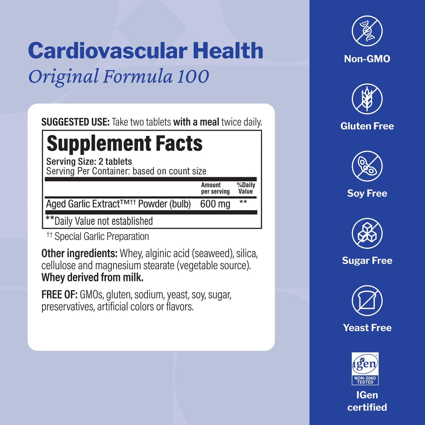 Kyolic Aged Garlic Extract Cardiovascular Health Formula 100, 100 Tablets