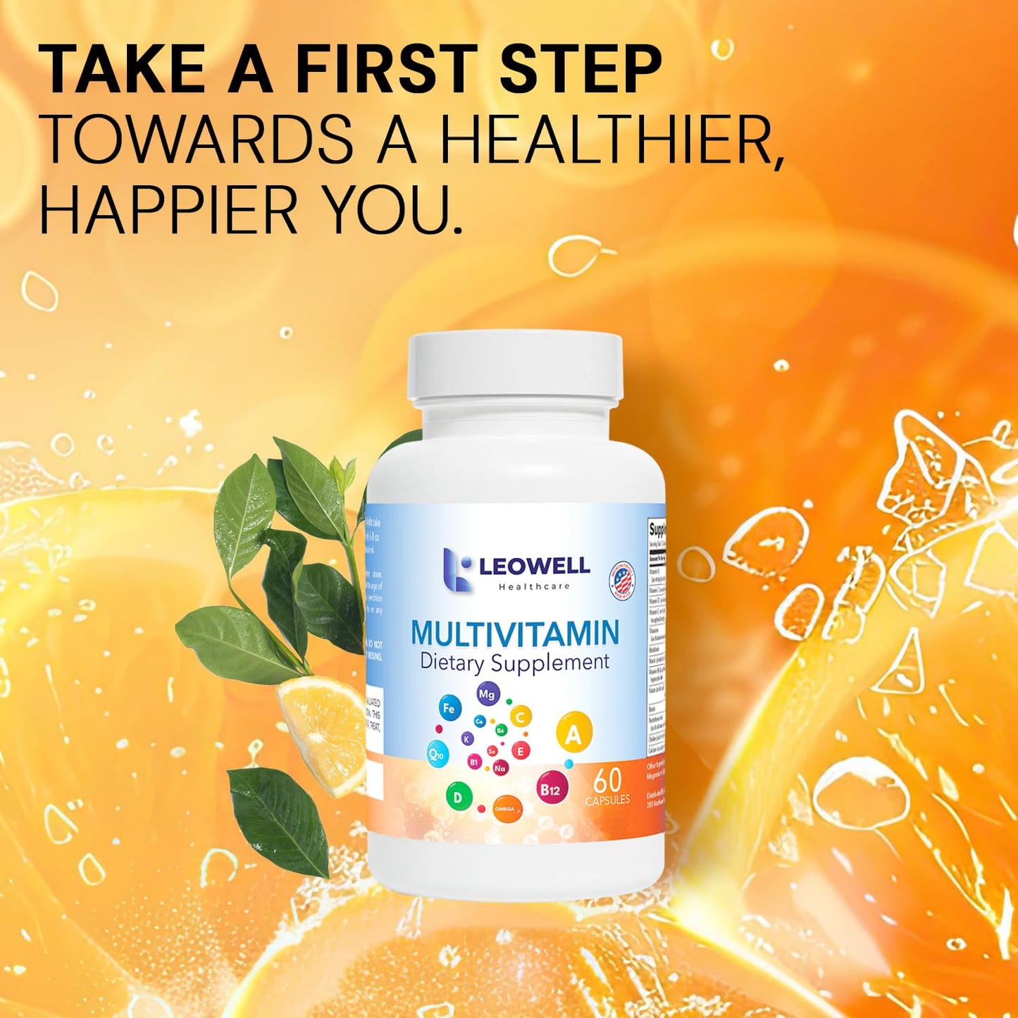 LEOWELL HEALTHCARE Leowell Multivitamin for Men & Women Daily Vitamin & Mineral Complex with Vitamin A, C, D, E, B-Complex, Zinc, Iron & Magnesium Immune & Energy Support, 60 Capsules
