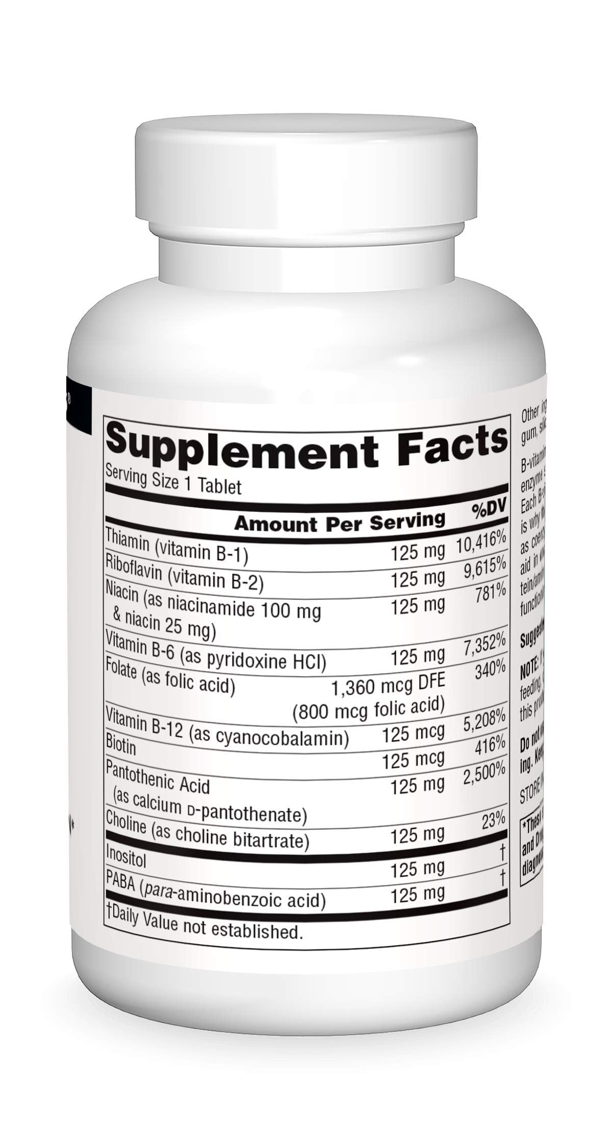 Source Naturals B-125 125 mg B-Vitamins for Energy Production Support Tablets, 60 Count