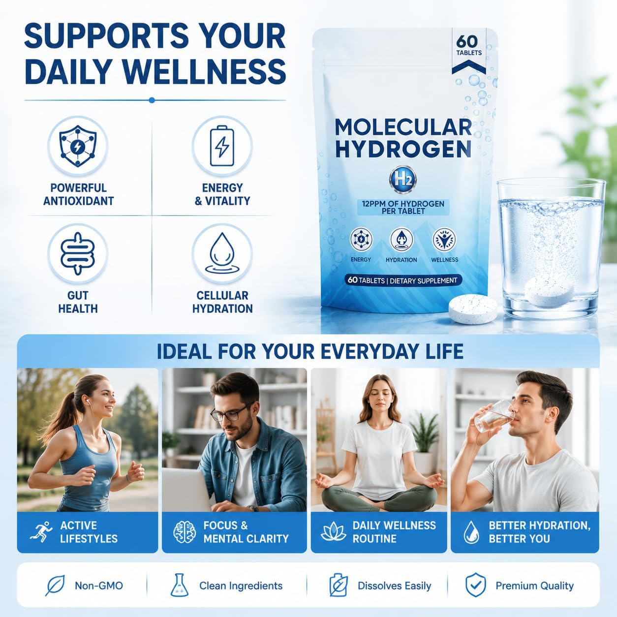 Nichalous Molecular Hydrogen Water Tablets 60 Tablets