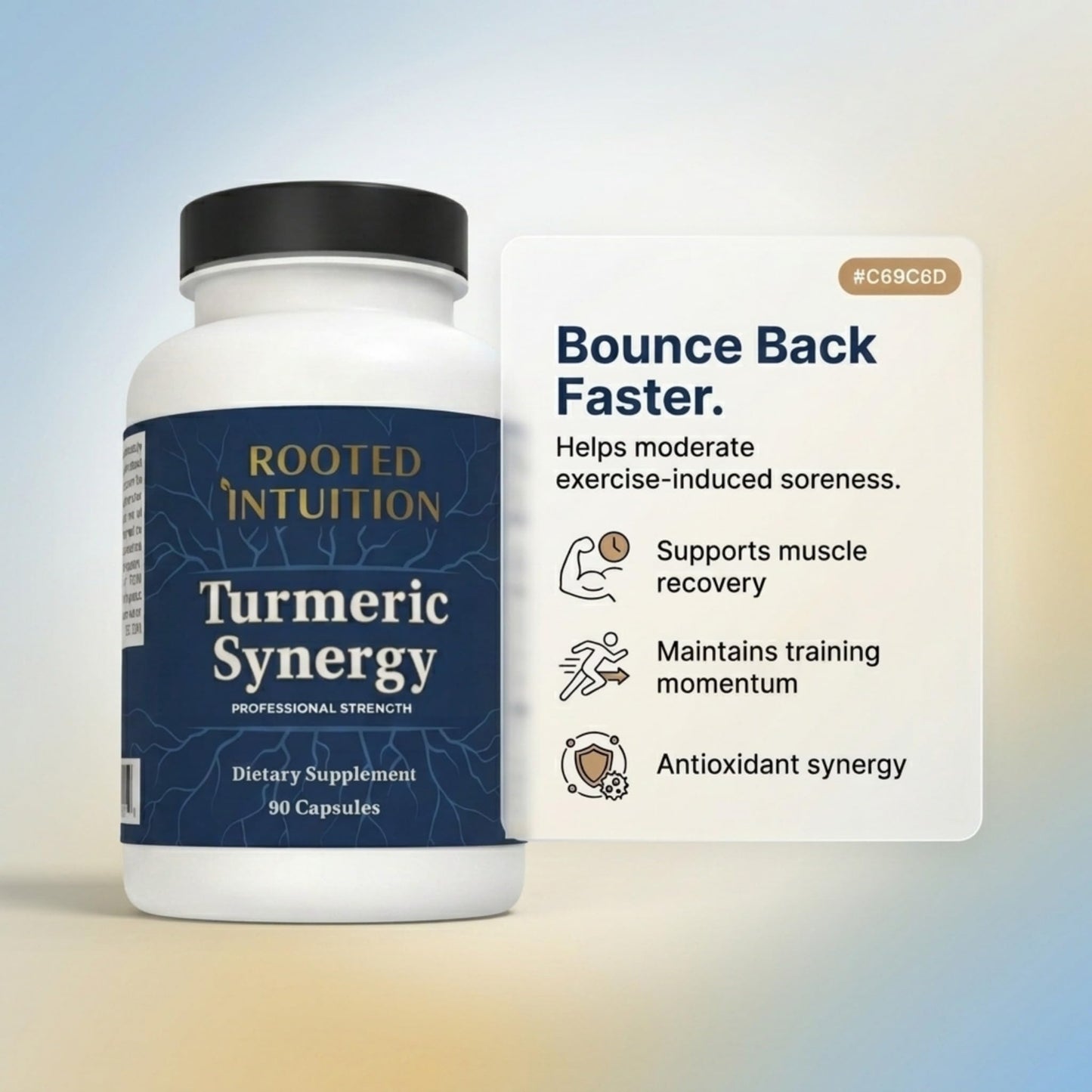 Rooted Intuition Turmeric Curcumin Matrix with Quercetin, Bromelain & Rutin, Inflammation & Joint Support, 90 Capsules