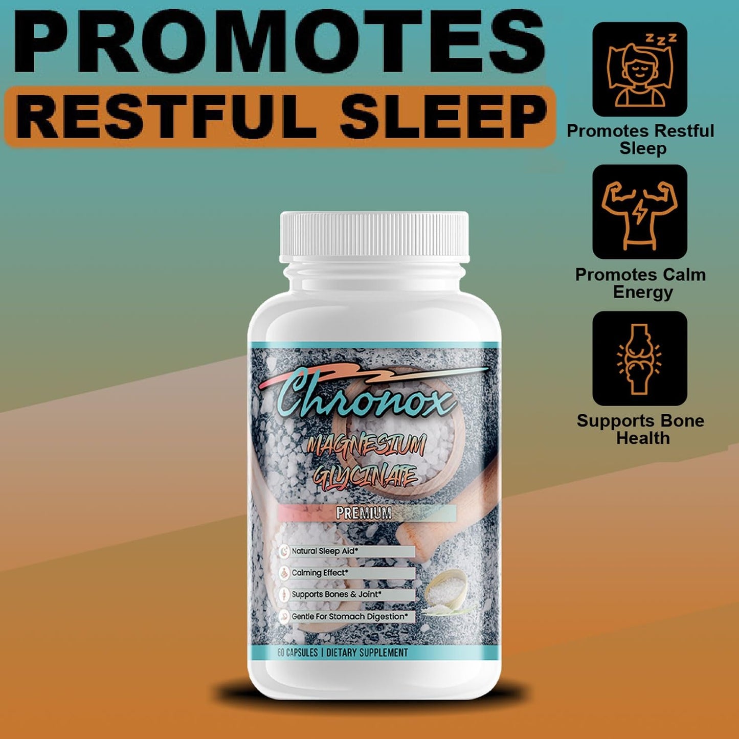 Chronox Magnesium Glycinate 400mg, 60 Capsules
