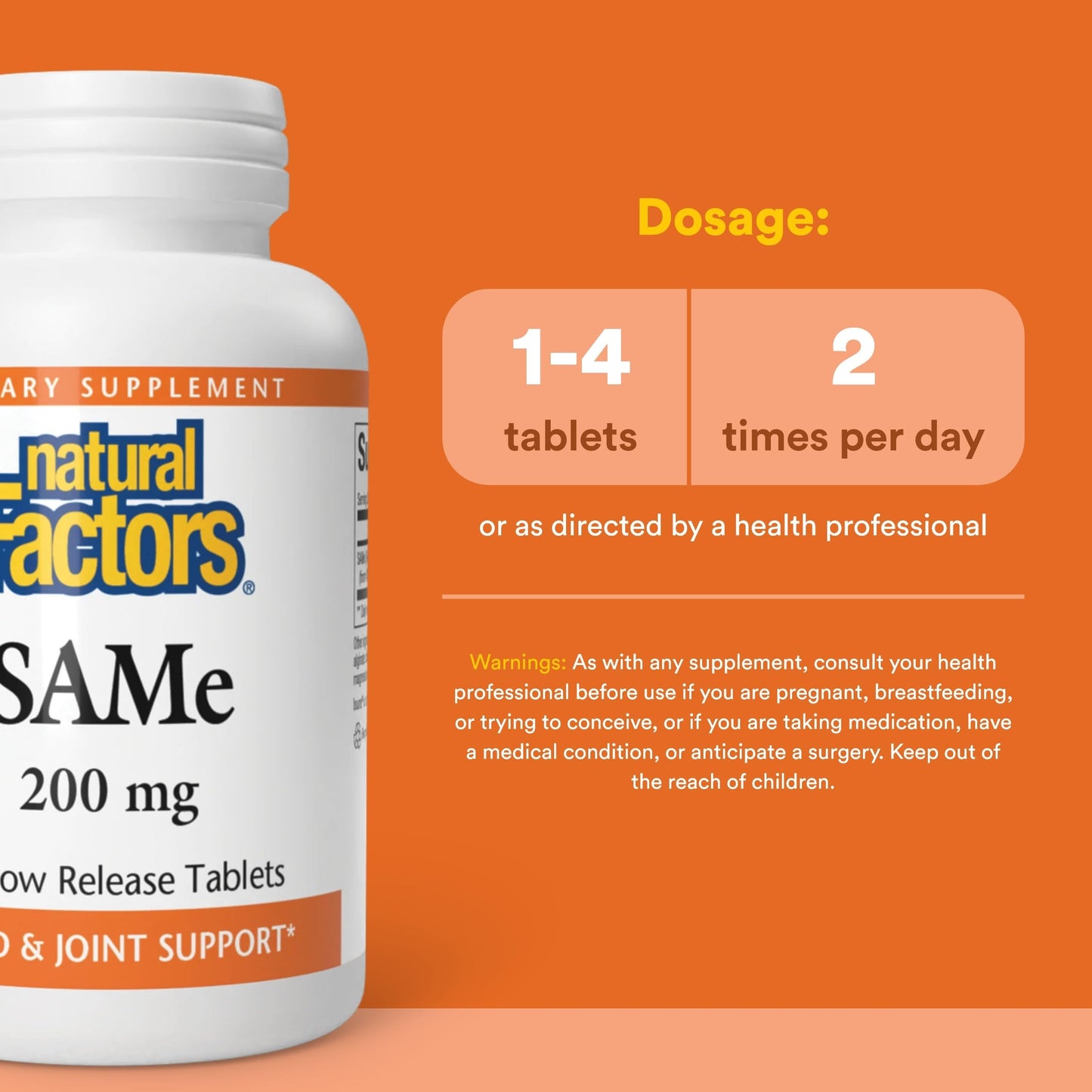 Natural Factors SAMe 200 mg Tablet, 60 Tablets