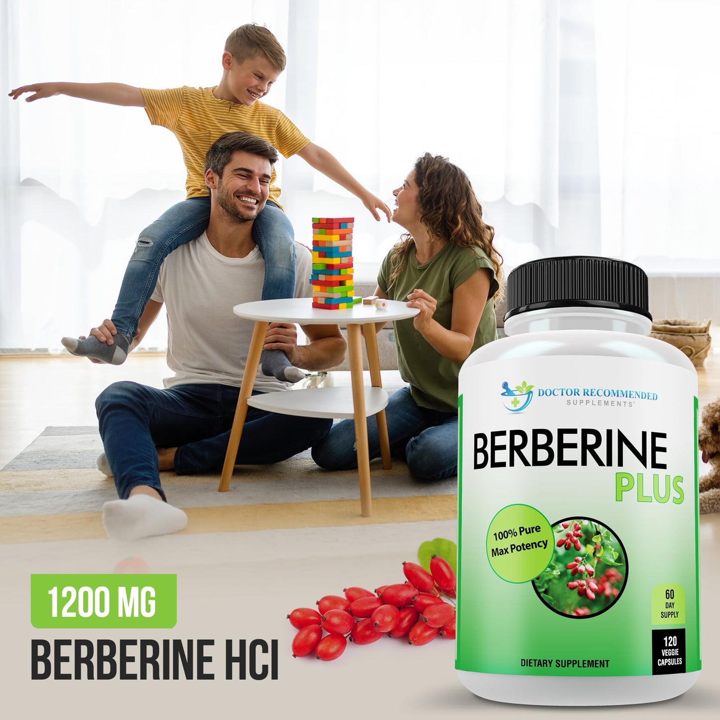 DOCTOR RECOMMENDED SUPPLEMENTS Berberine Plus 1200mg Per Serving with Royal Jelly Capsule, 120 Count