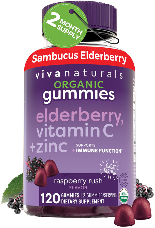 Black Elderberry Vitamin C and Zinc Immune Support Gummies for Adults