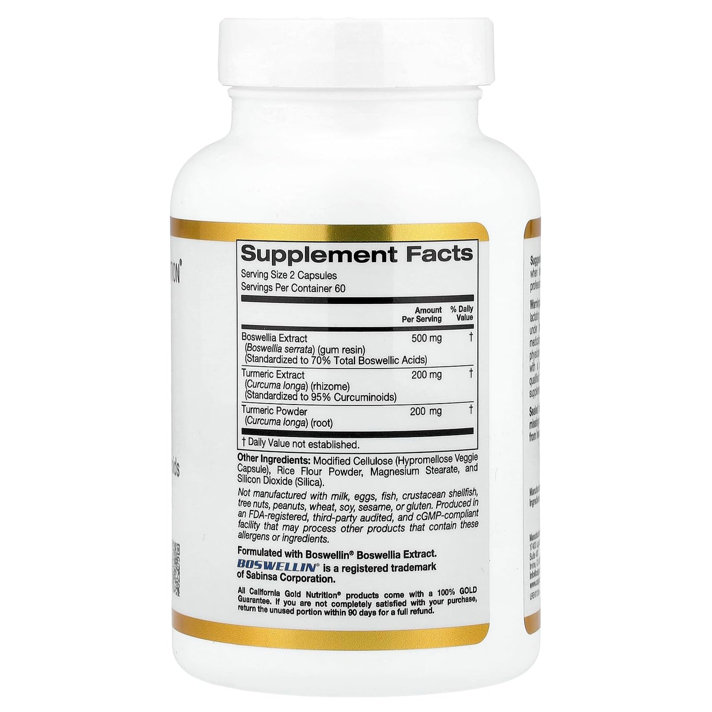 California Gold Nutrition Boswellia Extract Turmeric Curcumin Complex Veggie Capsules, 120 Count