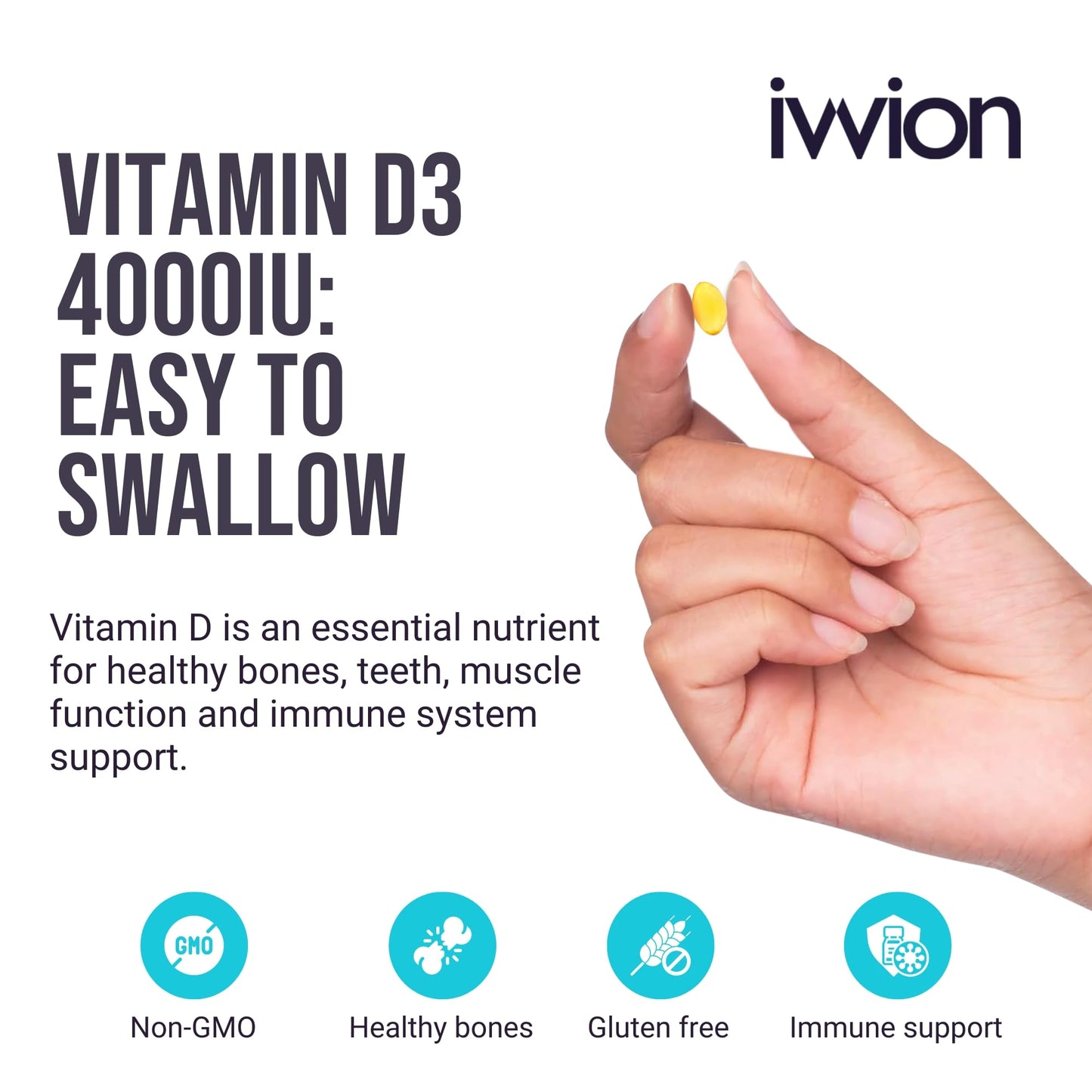 ivvion Preservative-Free Vitamin D3 4000 IU (100 µg) Softgel 365 Count