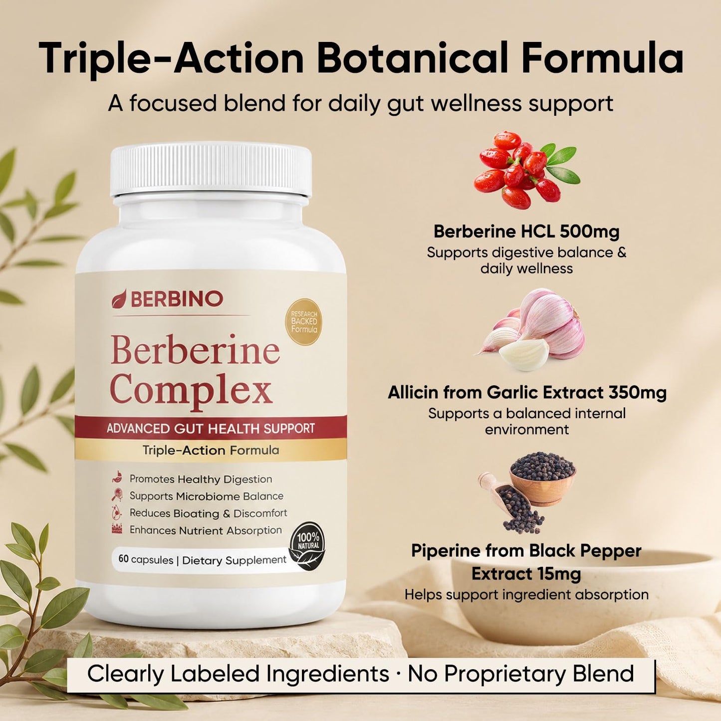 PQYRXA BERBINO Berberine Complex Capsules, 60 Capsules