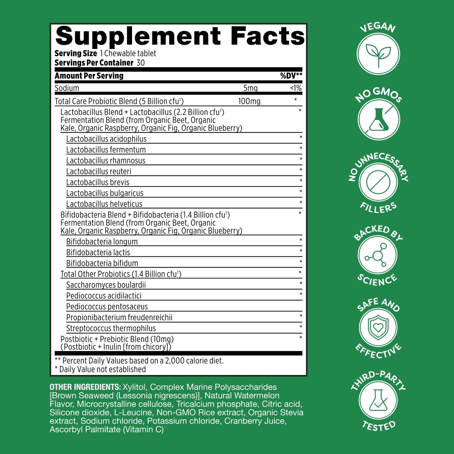 Probulin Total Care Kids Probiotic Chewable Tablets, 30 Count