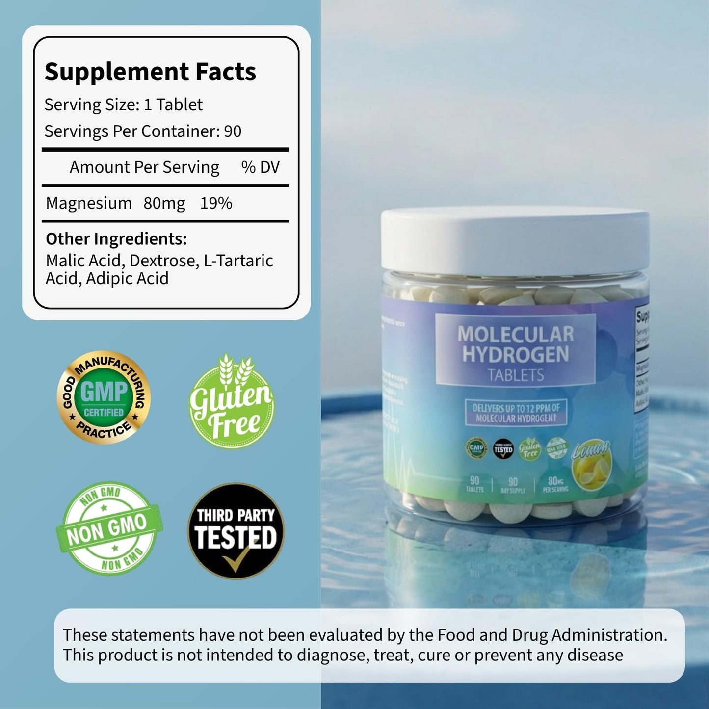 BODY C.E.O. EXECUTIVE OF SUPPLEMENTS Hydrogen Water Tablets with Magnesium Tablet 90 Count