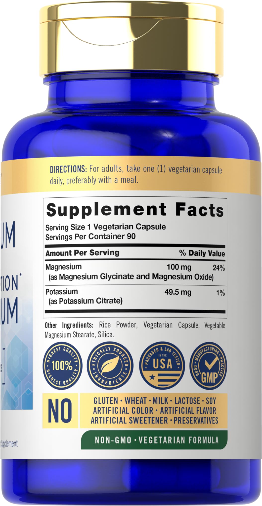 Carlyle Potassium Magnesium Supplement Capsules 90 Count