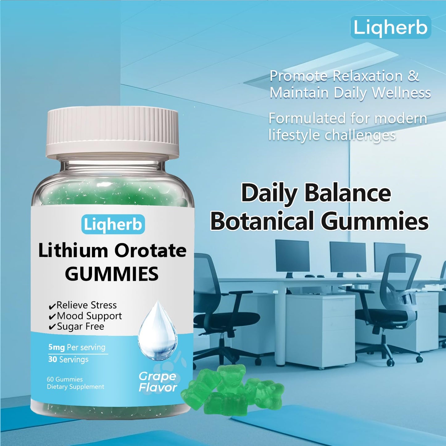 Liqherb Lithium Orotate 5mg Gummies 60 Count