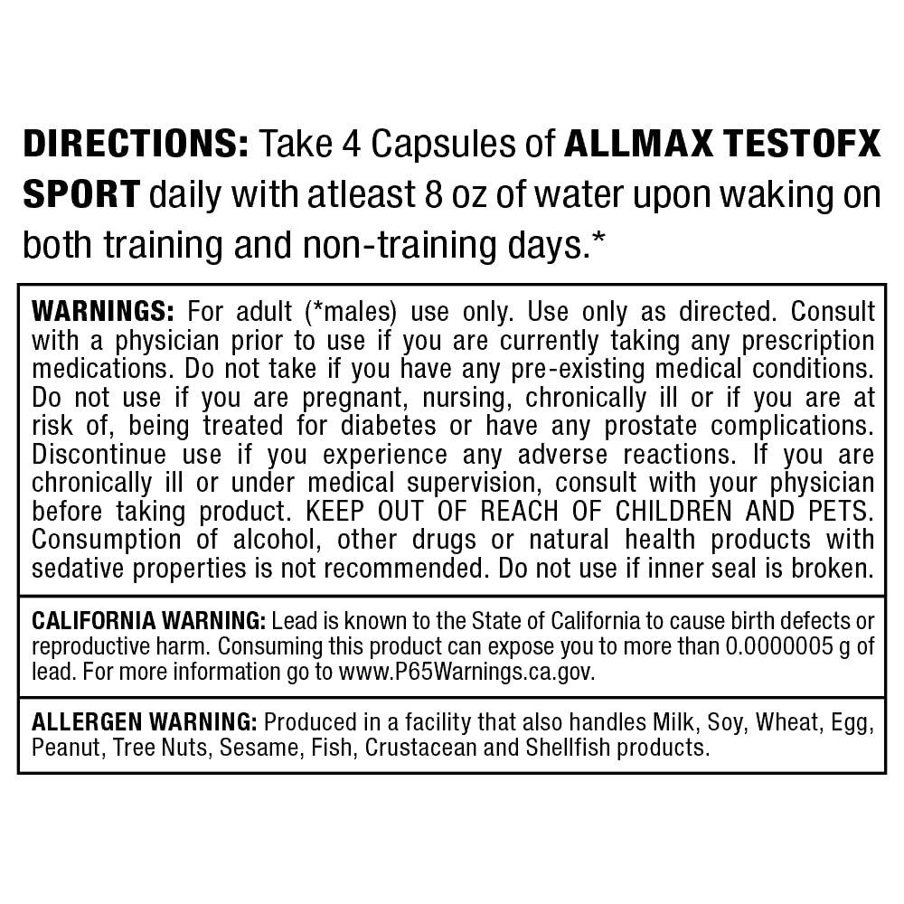 ALLMAX TESTOFX Sport Testosterone Support Formula 80 Capsules