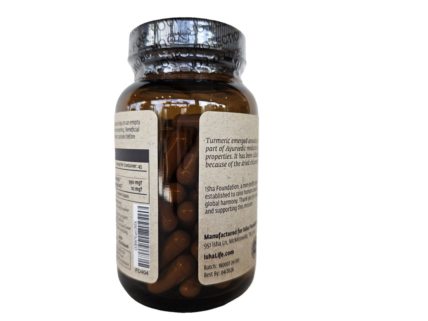 ISHA Turmeric Herbal Supplement 990 mg 90 Vegetarian Capsules