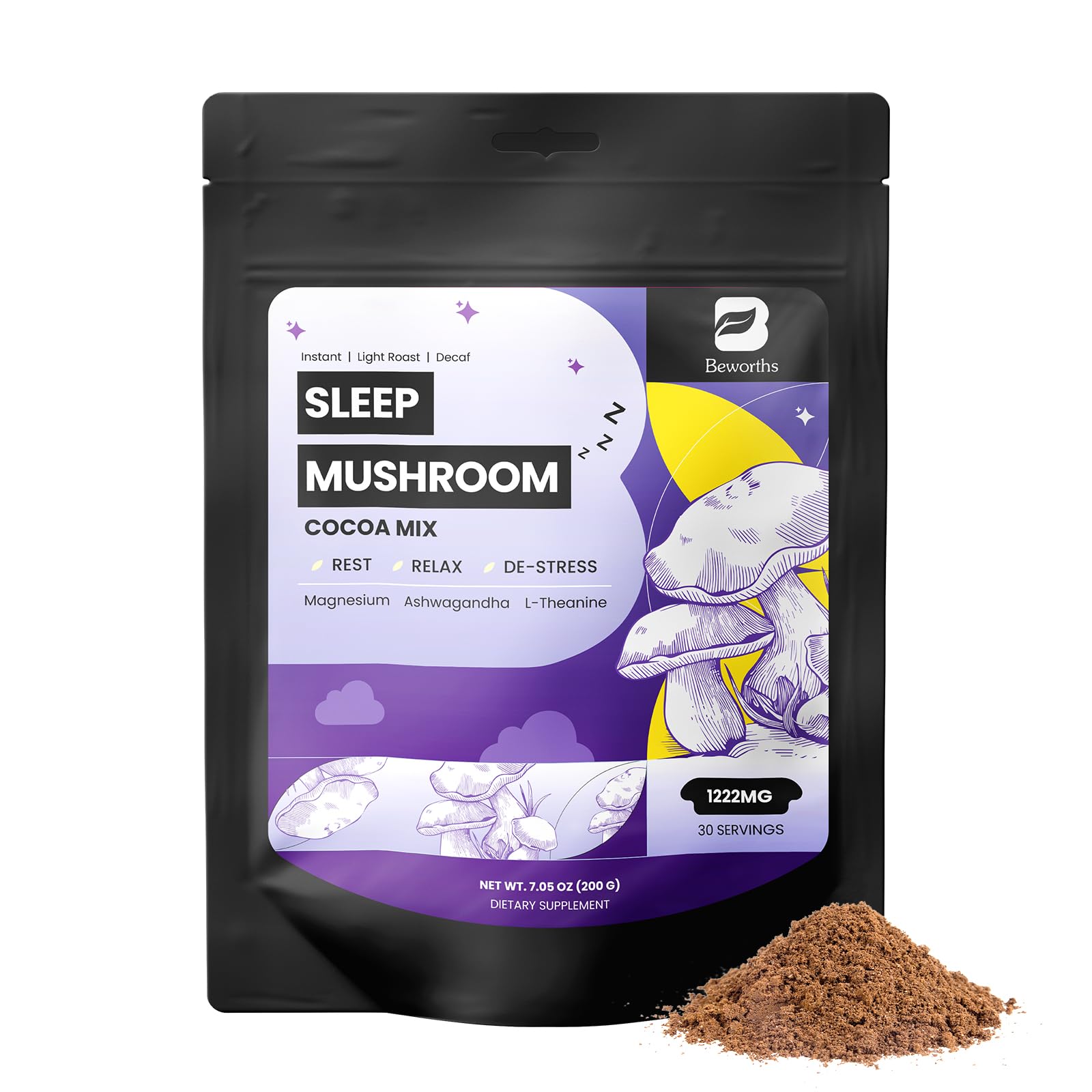 B BEWORTHS Mushroom Hot Cocoa Powder 7.05 Ounce