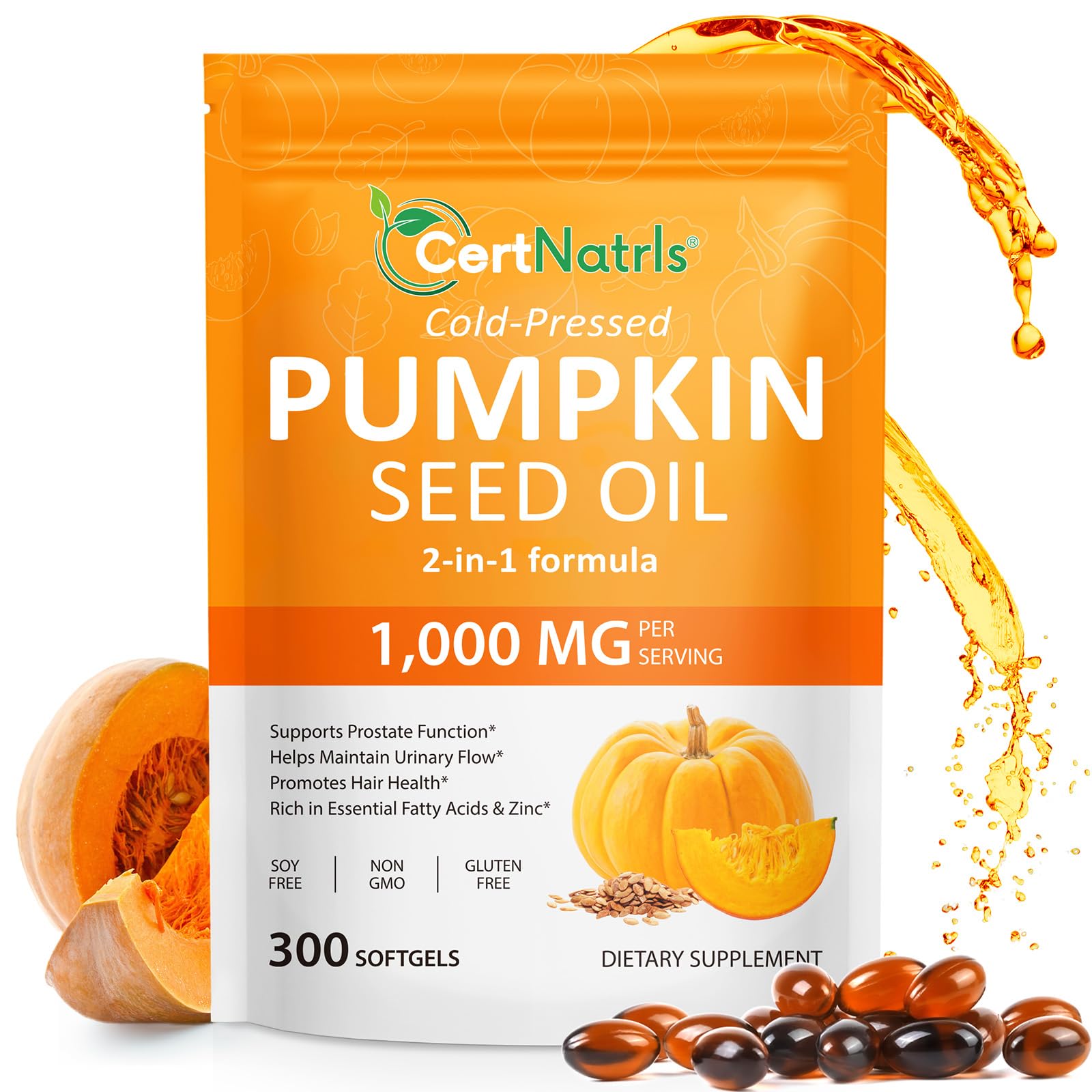 Linizanjiiy Pumpkin Seed Oil Capsules with Saw Palmetto Softgels 300