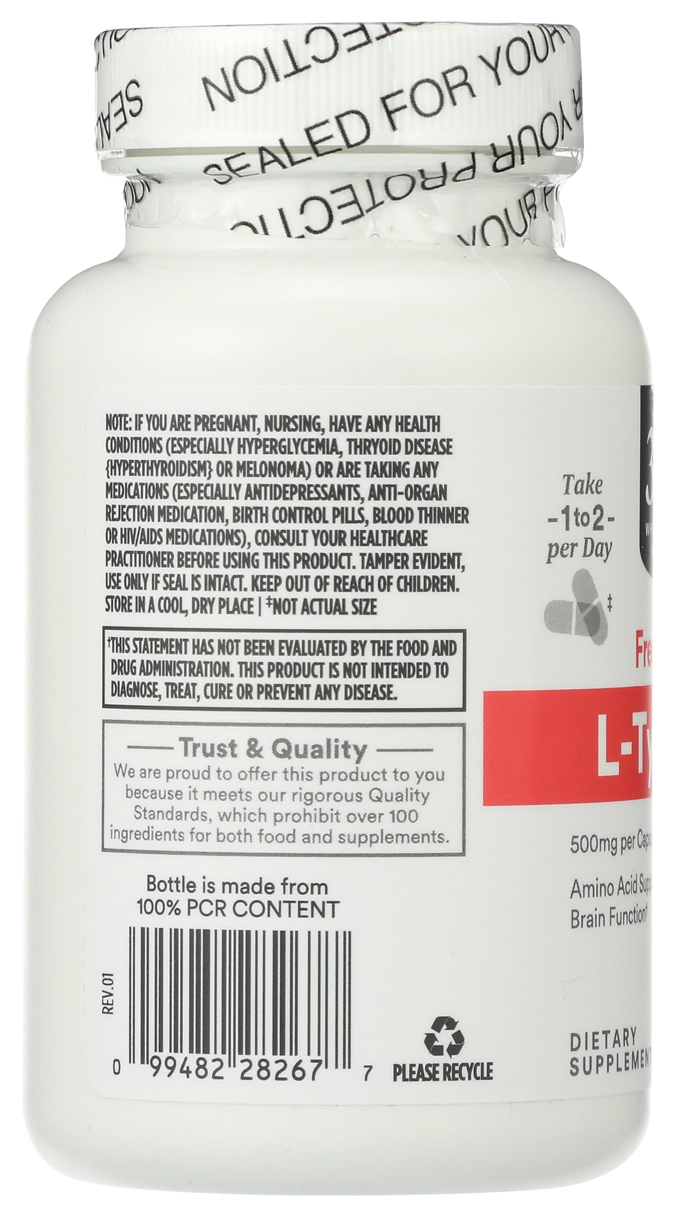 365 by Whole Foods Market L-Tyrosine 500 mg Capsules 100 Count
