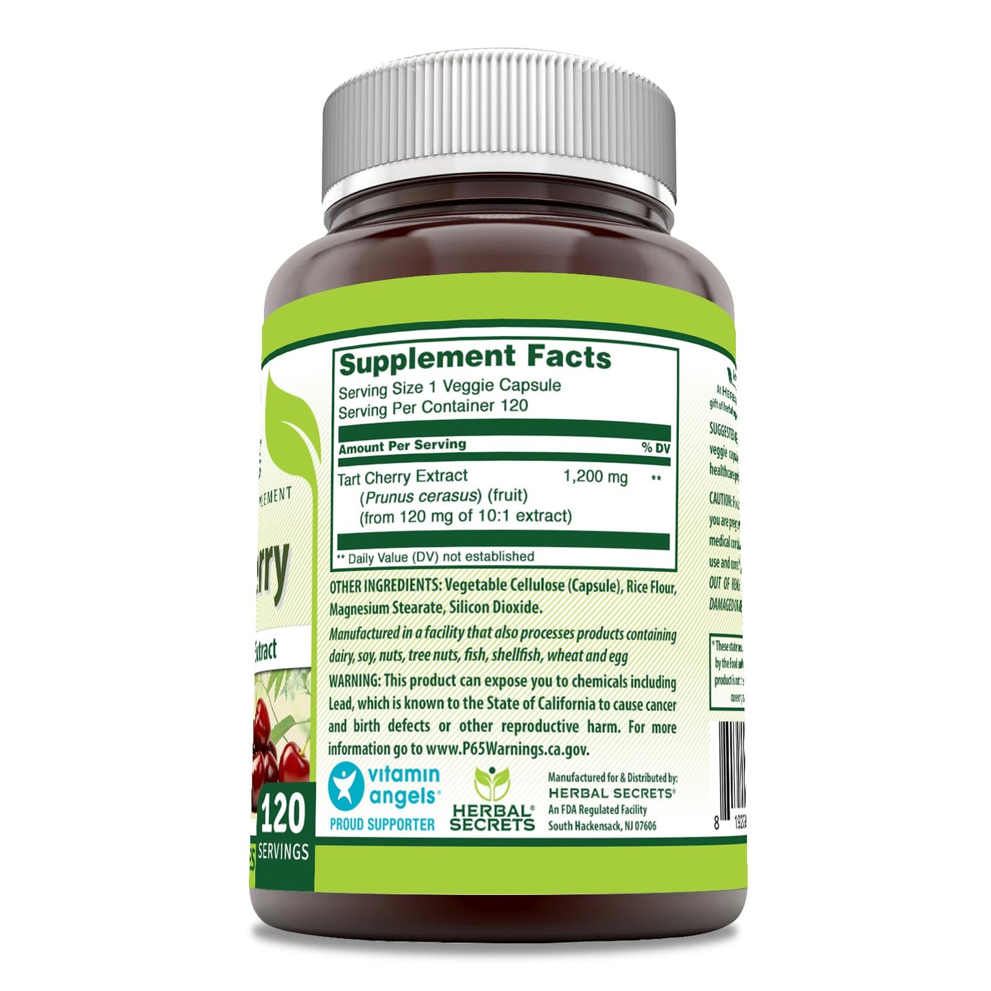 Herbal Secrets Tart Cherry 10:1 Standardized Extract Capsule, 120 Veggie Capsules