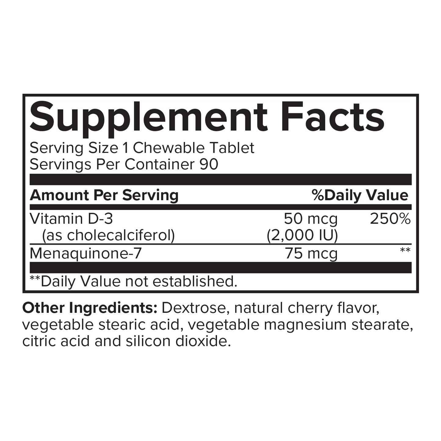 Portions Master Vitamin D3 5000 IU + K2 MK-7 Bone & Heart, 60 Tablets