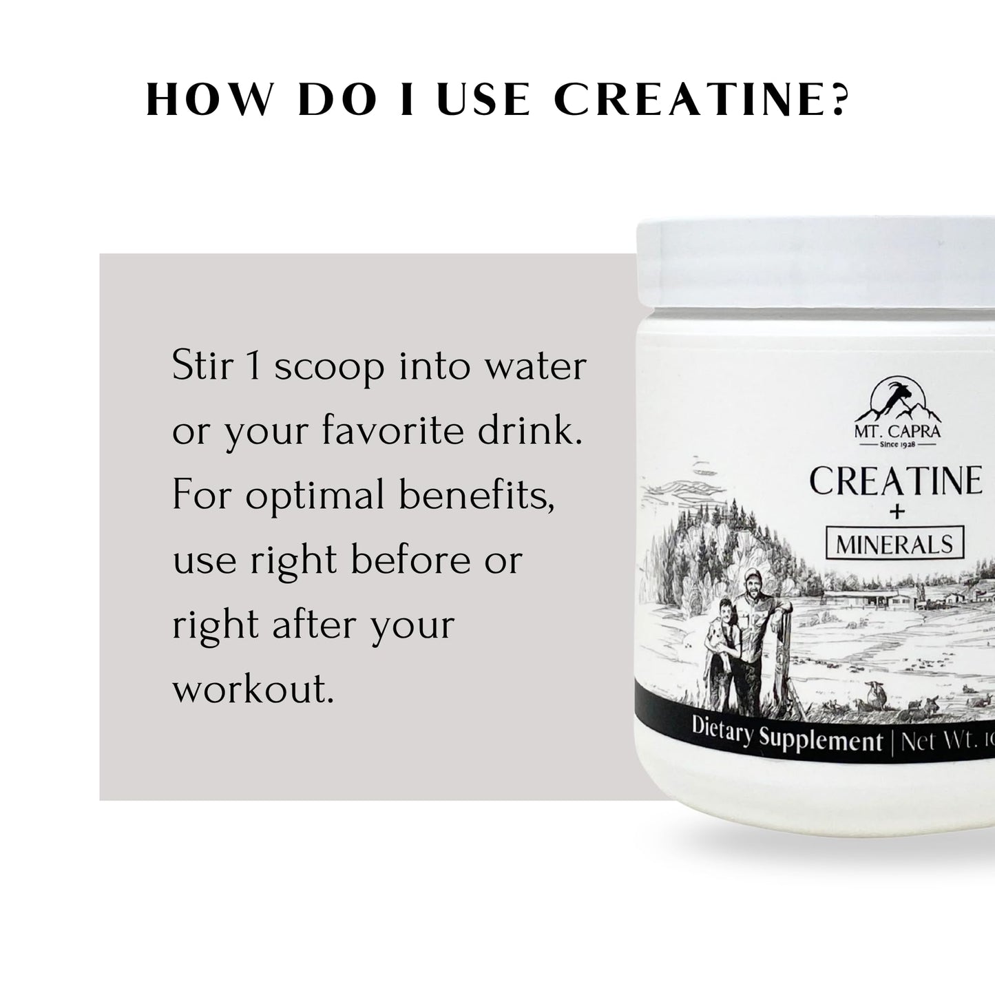 Mt. Capra Creatine Monohydrate with Goat Whey Mineral Concentrate Powder 10.5 Ounce