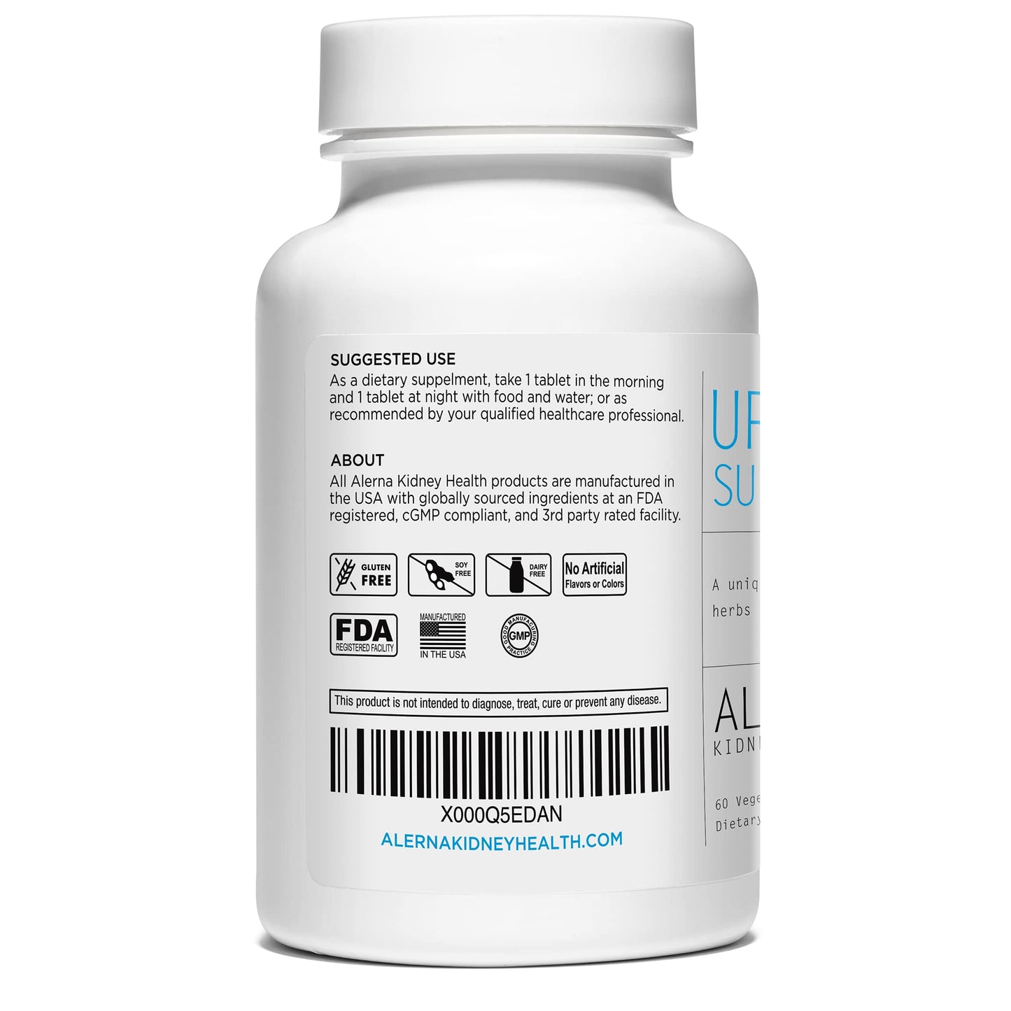 Alerna Kidney Health Uric Acid Support Supplement – Tart Cherry, Celery Seed, Turmeric, Quercetin, 180 Tablets