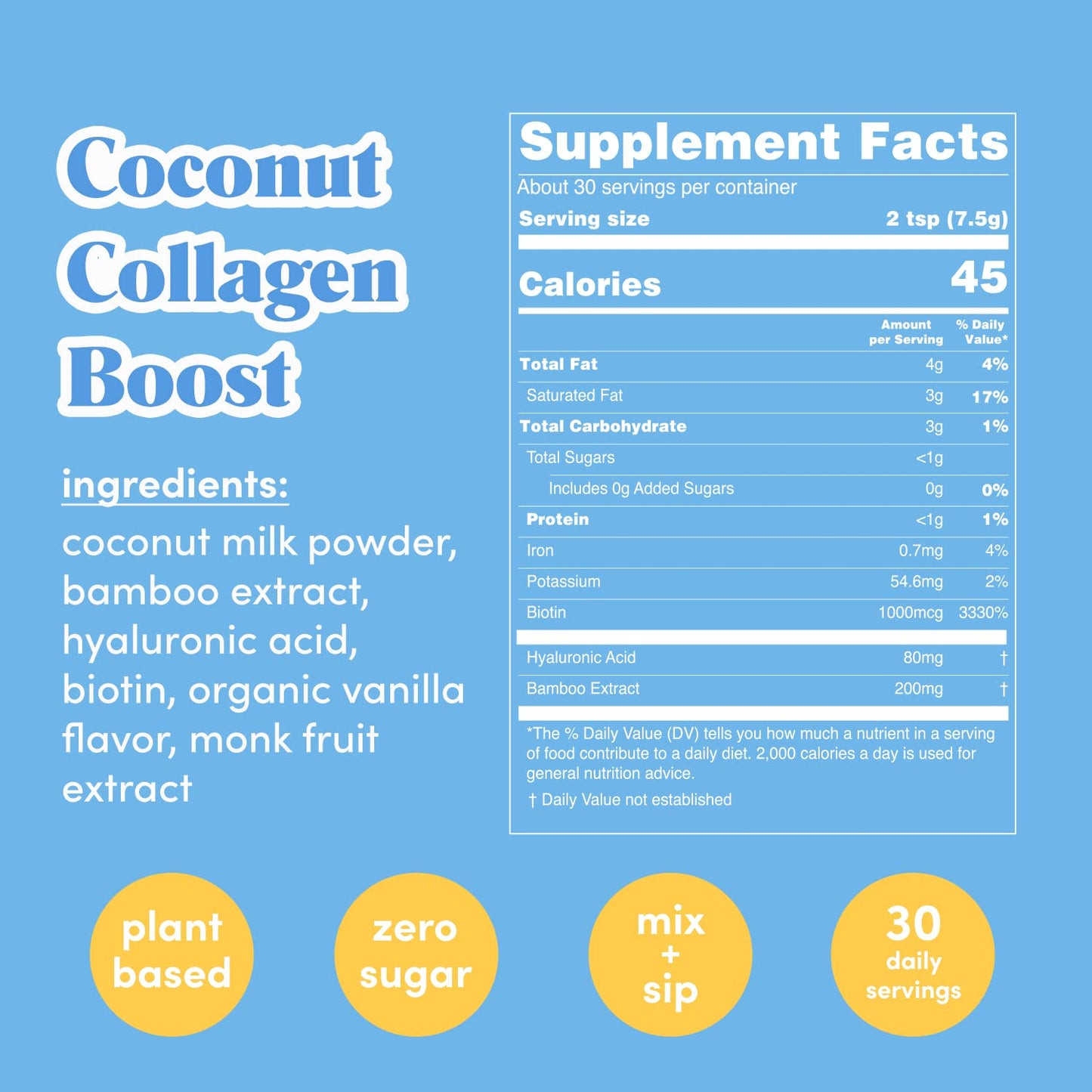 GOLDE Collagen Boost Vegan Creamer Vanilla Cream Powder 3.97 Ounce