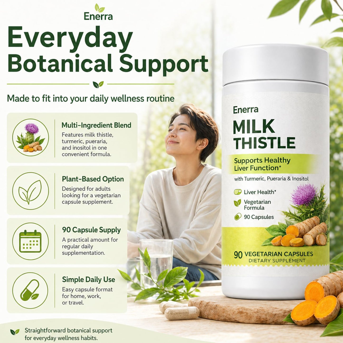 kivo Enerra Milk Thistle Liver Support Capsules, 90 Count