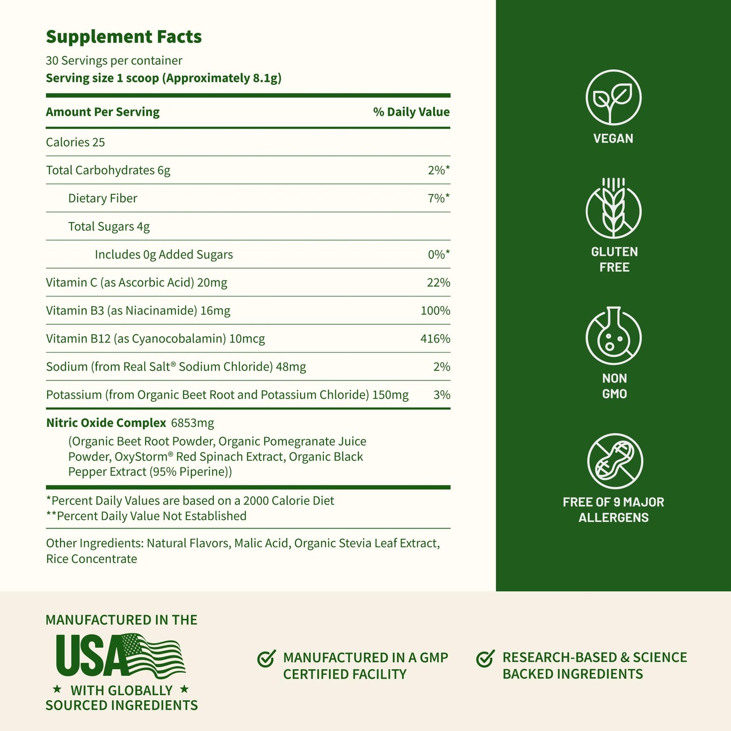 Snap Supplements Organic Beet Root Powder Nitric Oxide Supplements 8.8 Ounce