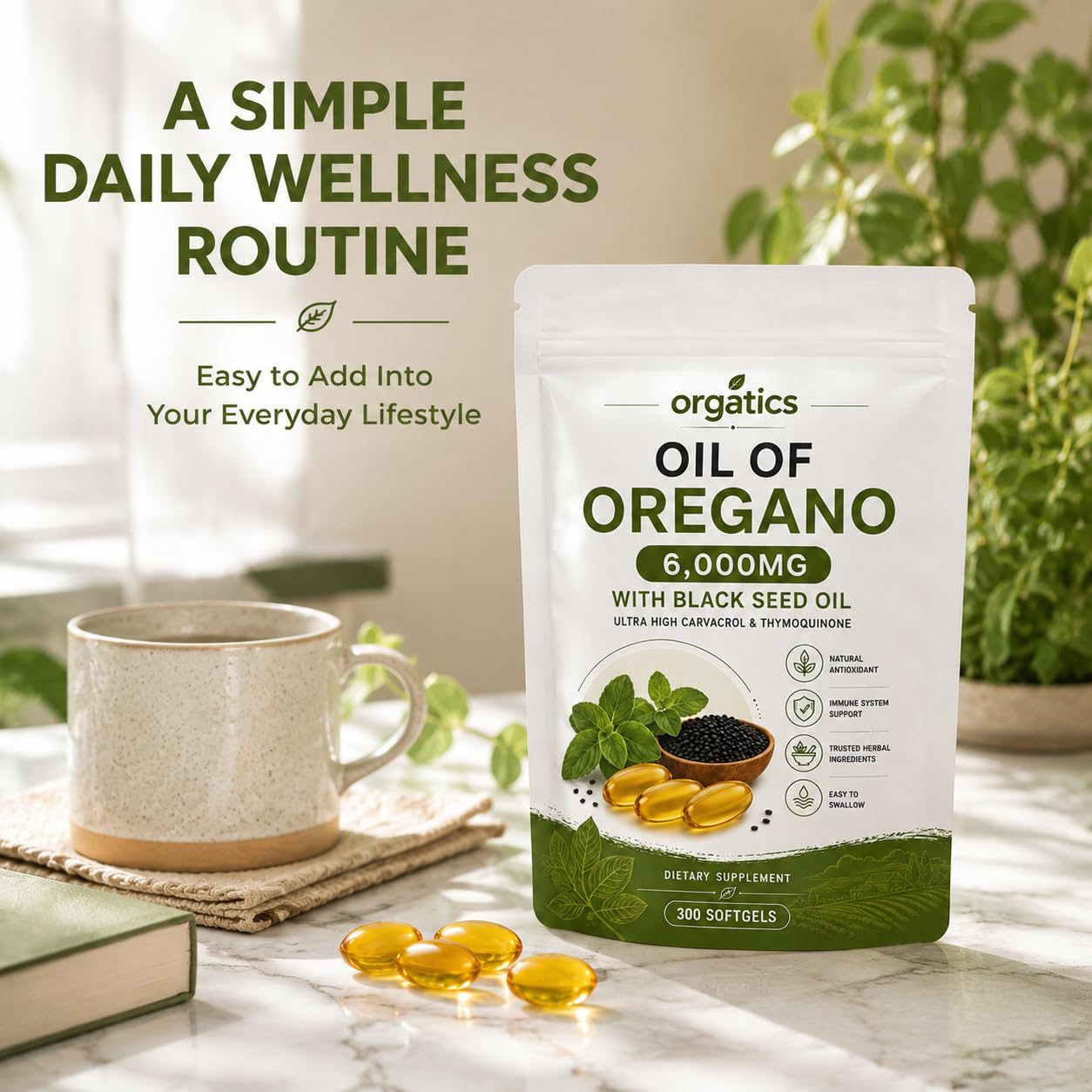 Zyvoxen Orgatics Oregano & Black Seed Softgels, 1 Count