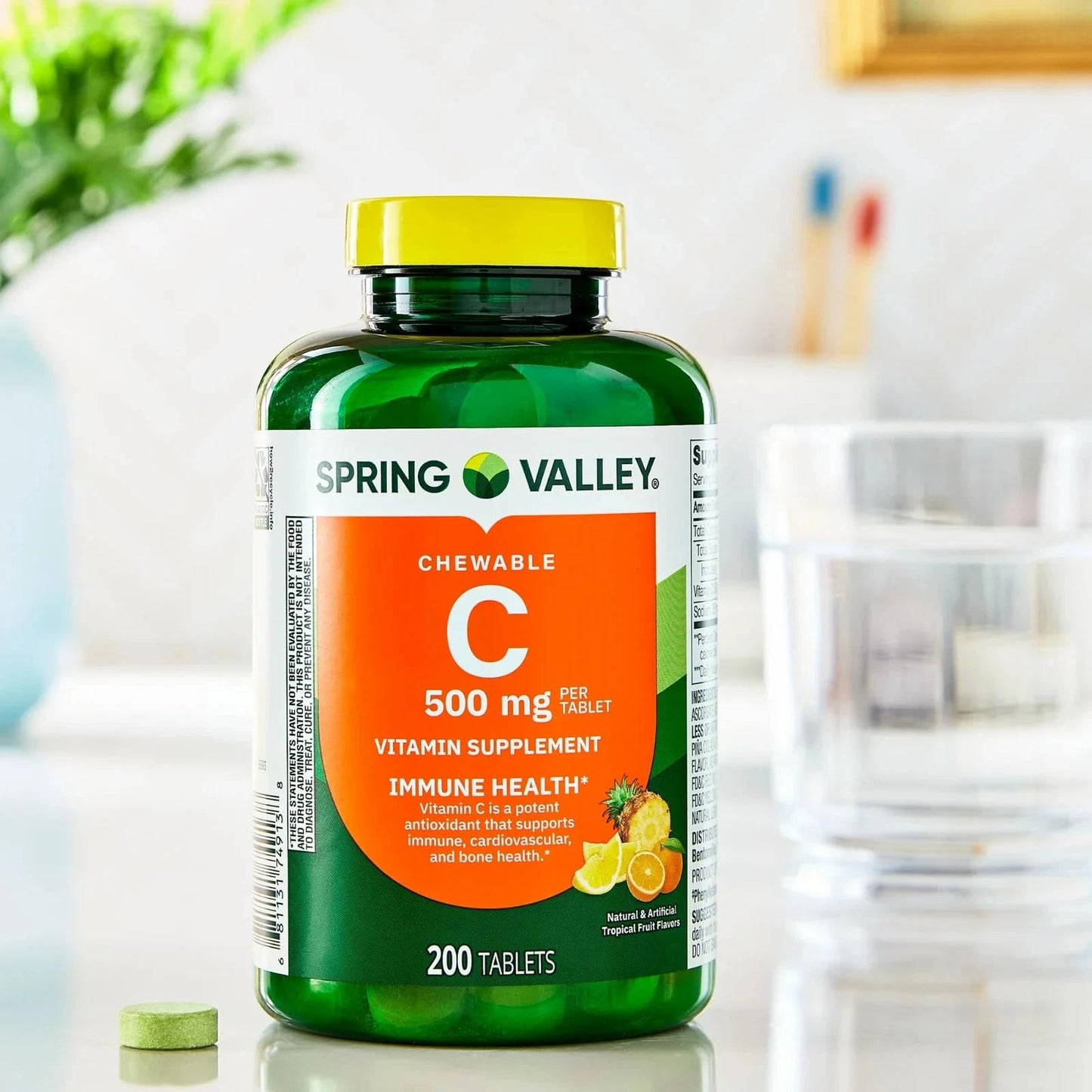 NEWCHEERS Spring Valley Vitamin C 500 mg Chewable Tablets, 200 Count