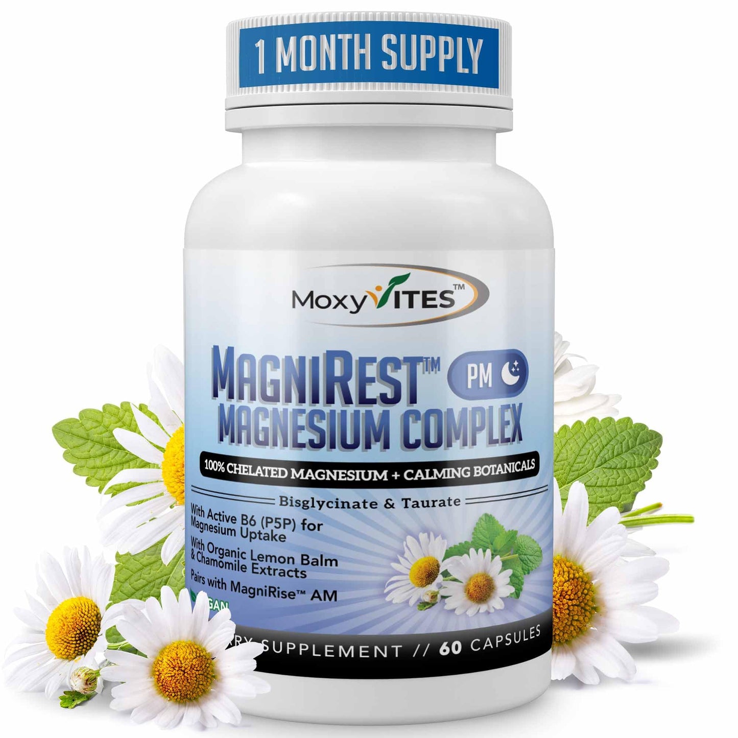 MoxyVites MagniRest PM Magnesium Complex for Women & Men 60 Capsules