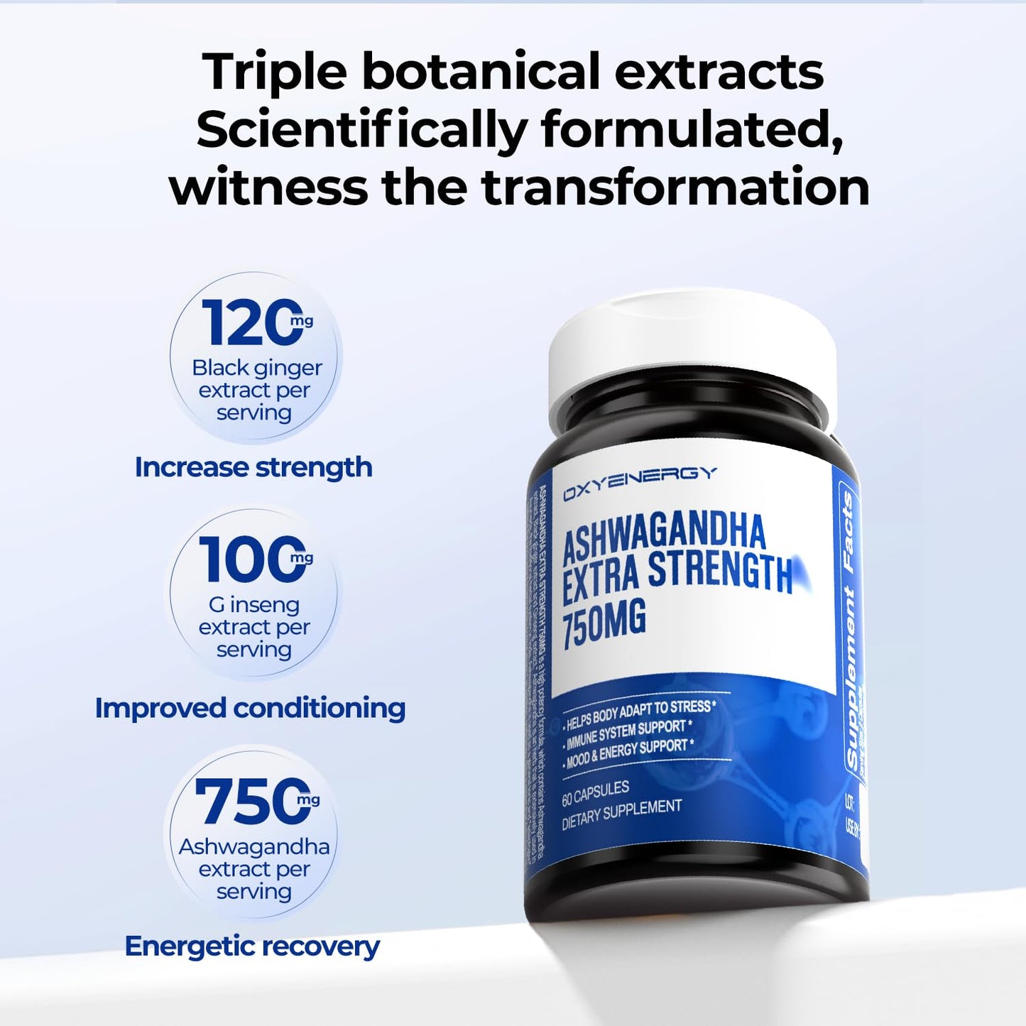OxyEnergy Ashwagandha Capsules 60 Count