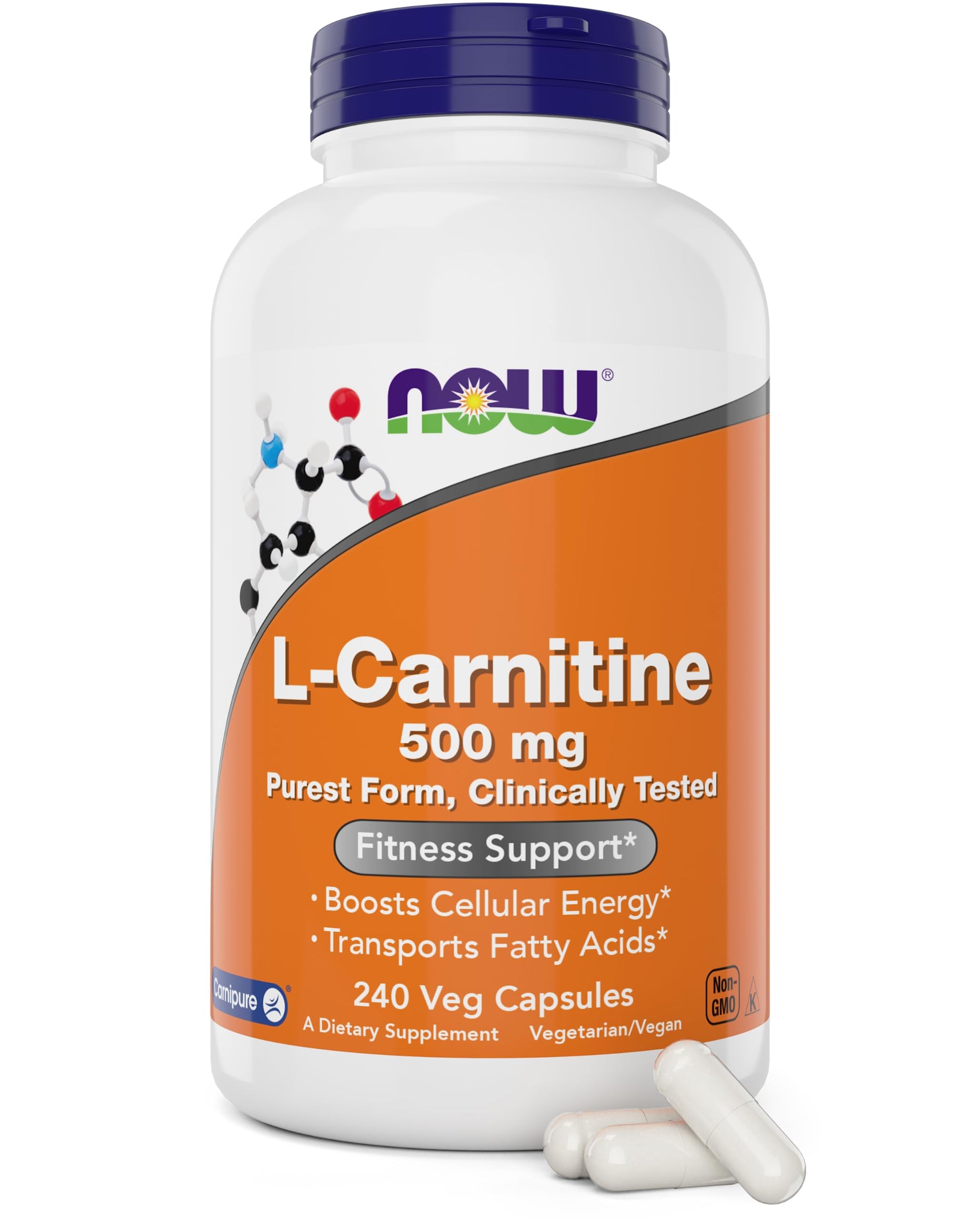 NOW Foods L-Carnitine 500 mg Capsule, 240 Count