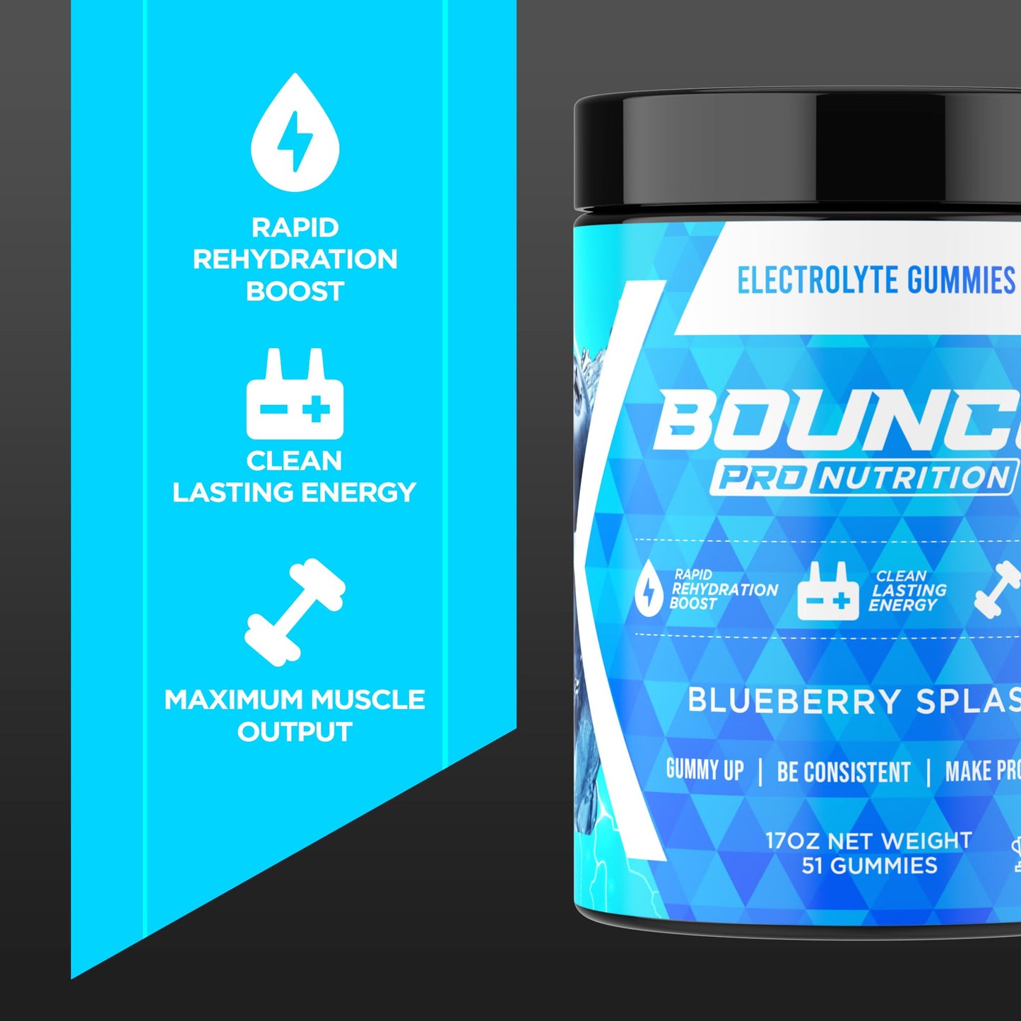Bounce Pro Hydration Electrolyte Gummies 30 Count