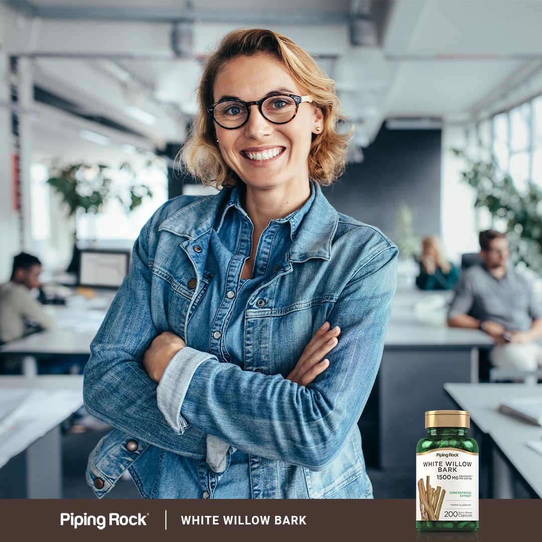 Piping Rock White Willow Bark Capsules, 200 Count