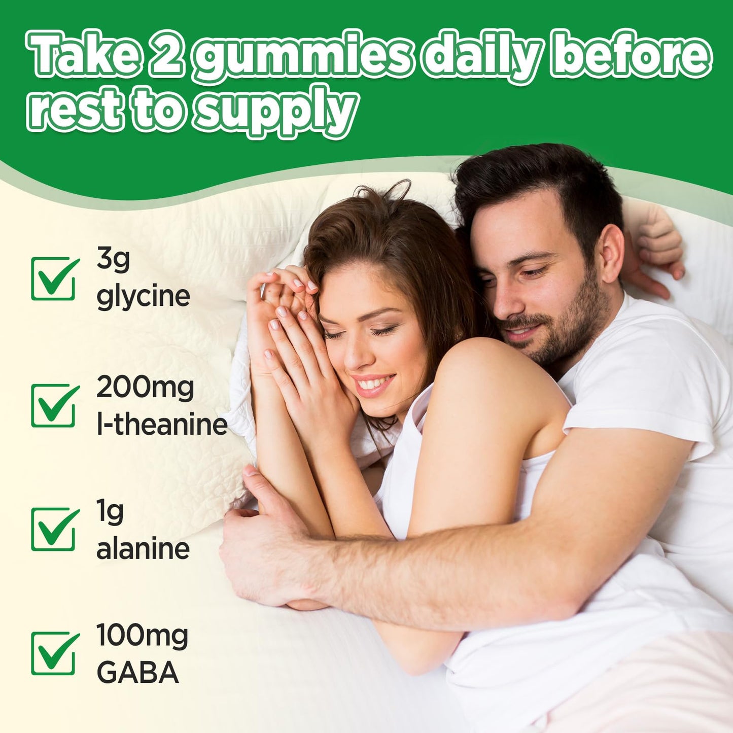 GREABBY Glycine 3g Gummies with L-Alanine 1000 mg, L-Theanine, GABA, Vitamin B6, Sleep Support, Muscle Relaxation, High Absorption Glycine Supplements for Adults, Sugar Free Pineapple Flavor, 60 Gummies