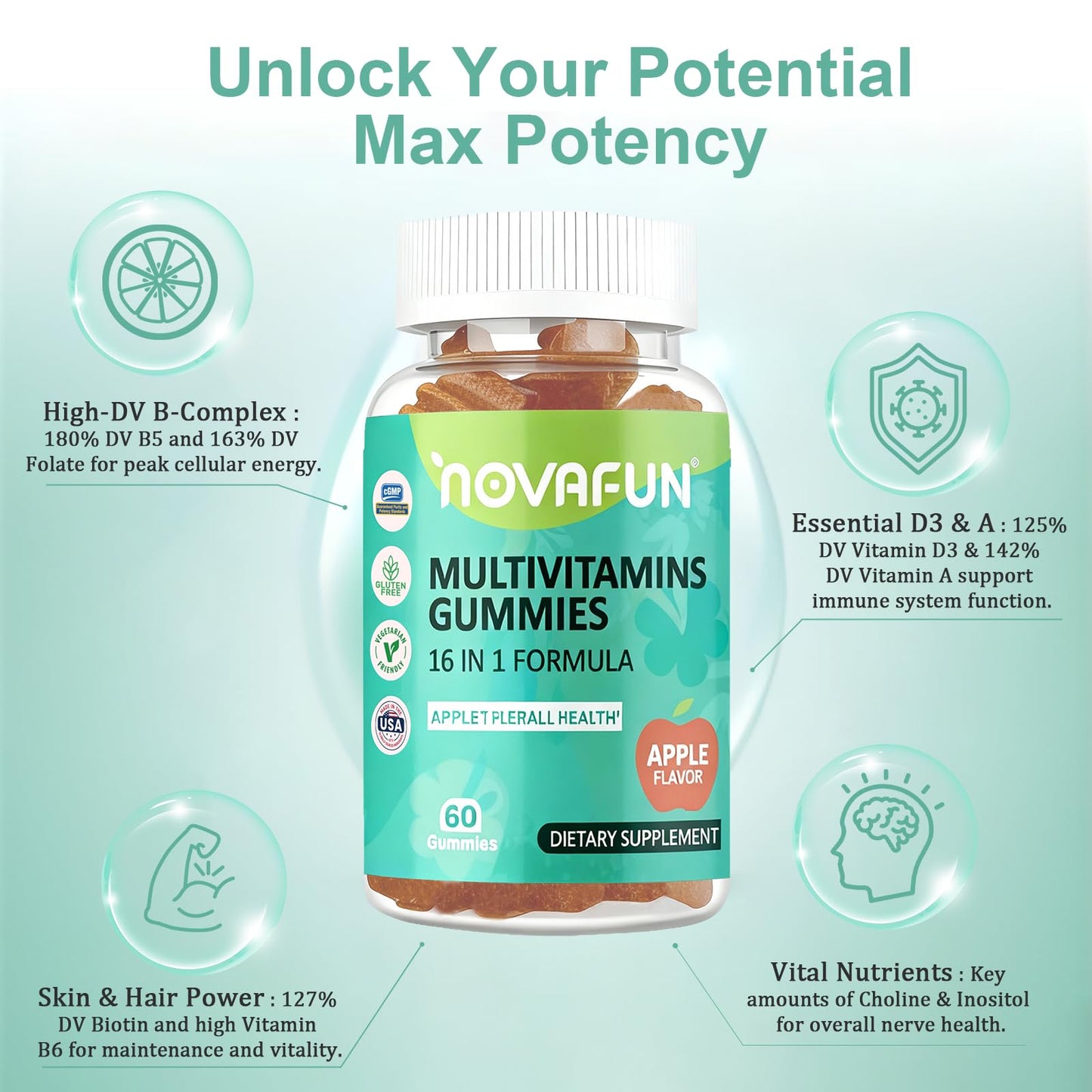 Novafun Multivitamin Gummies 60 Count