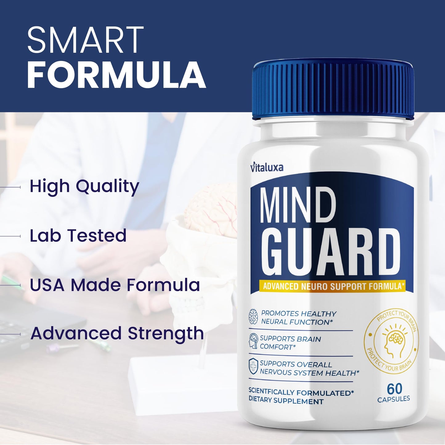 Vitaluxa Mind Guard Brain Supplement Capsules, 120 Count