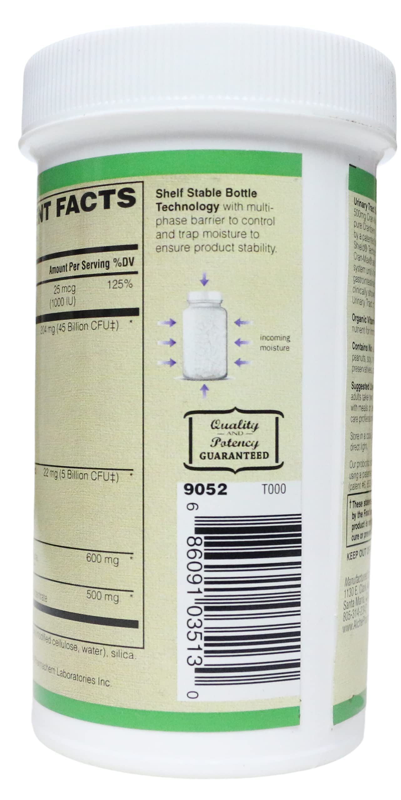 AlchePharma Urinary Formula 50 Billion Probiotic Multi-Strain with Pre-Biotic and Cran-Max Powder, 1 Count
