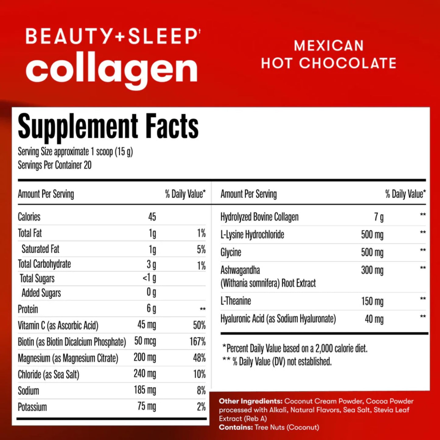 Perfect Keto Beauty + Sleep Grass Fed Collagen Peptides Protein Powder with Ashwagandha, Magnesium, Biotin, Hyaluronic Acid, L Theanine, Hair, Skin, Nails & Relaxation Support, Mexican Hot Chocolate Powder 10.58