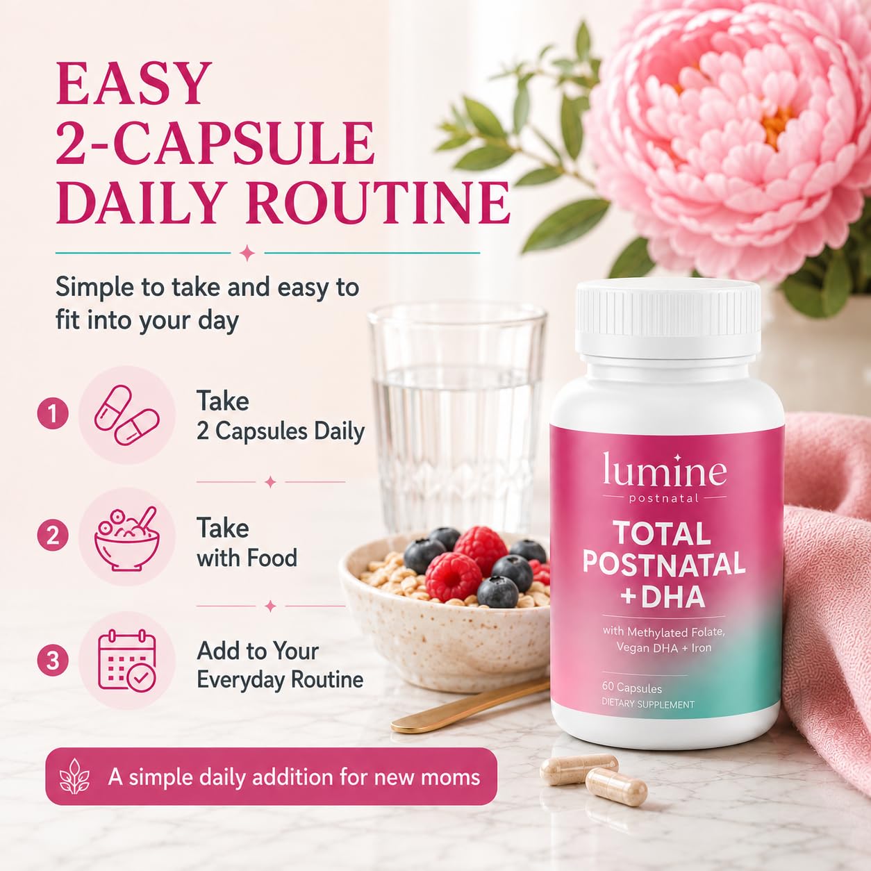Parmint LUMINE Organics Postnatal Vitamins for Women, 60 Capsules
