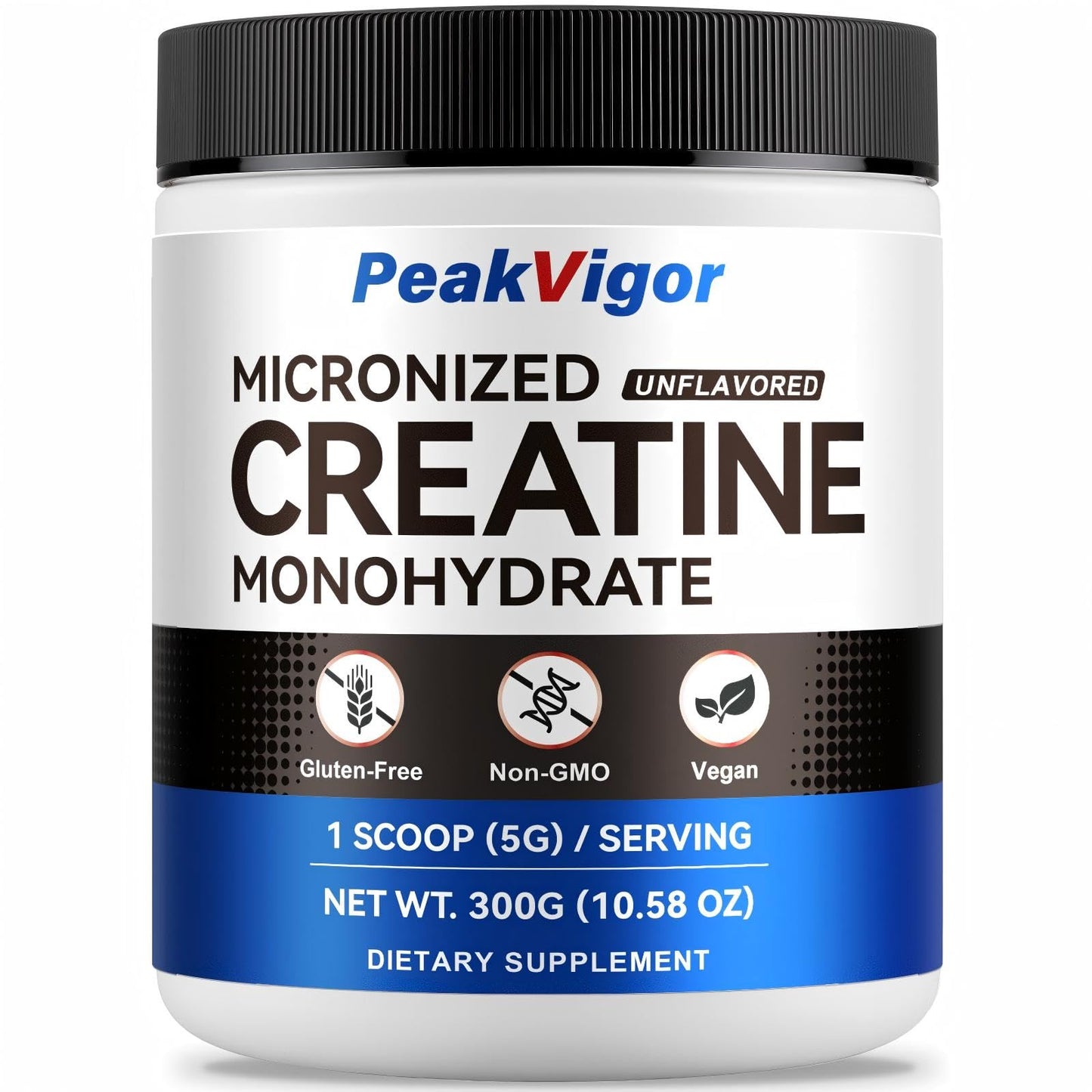 PeakVigor Organics 100% Pure Micronized Creatine Monohydrate Powder, 5000mg per Serving, 60 Servings
