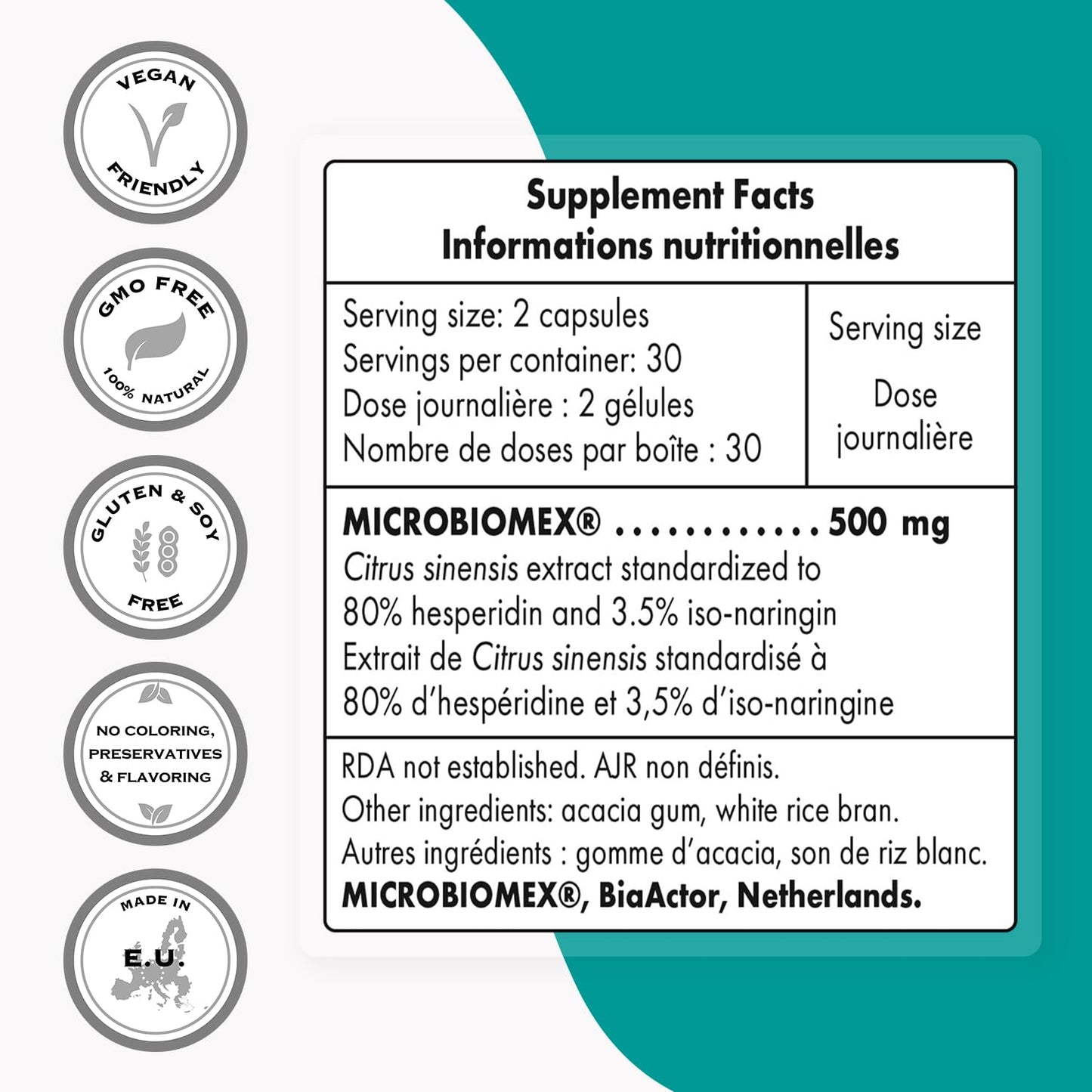 Supersmart FlavoFight 500mg per Day (Patented & High Strength) Citrus Sinensis Extract - Orange Flavonoids, GMO & Gluten Free, 60 Capsules