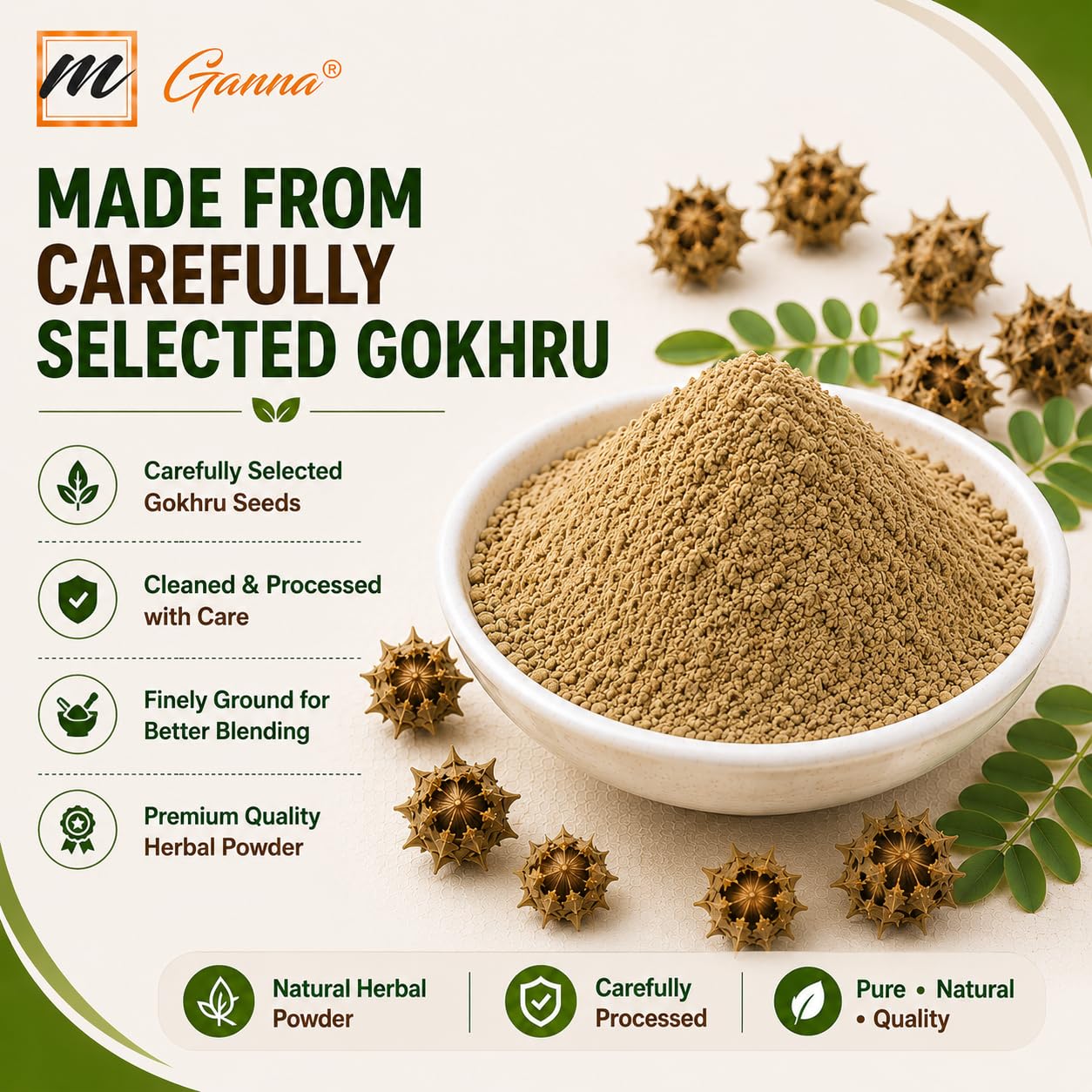 mGanna Gokhru/Tribulus Terrestris Powder 3.5 Ounce