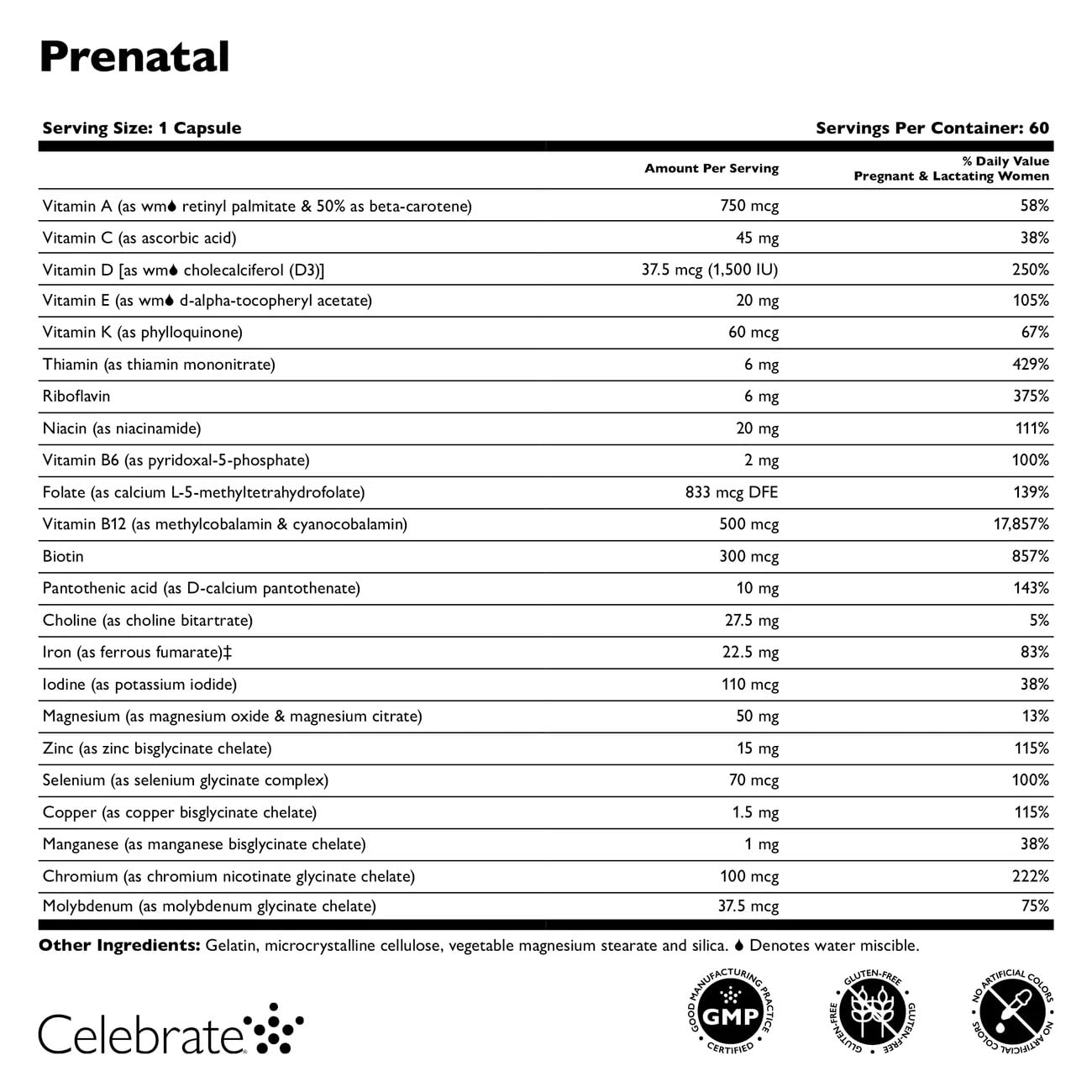 Celebrate Bariatric Supplements Bariatric Prenatal Multivitamin Capsules, 60 Count