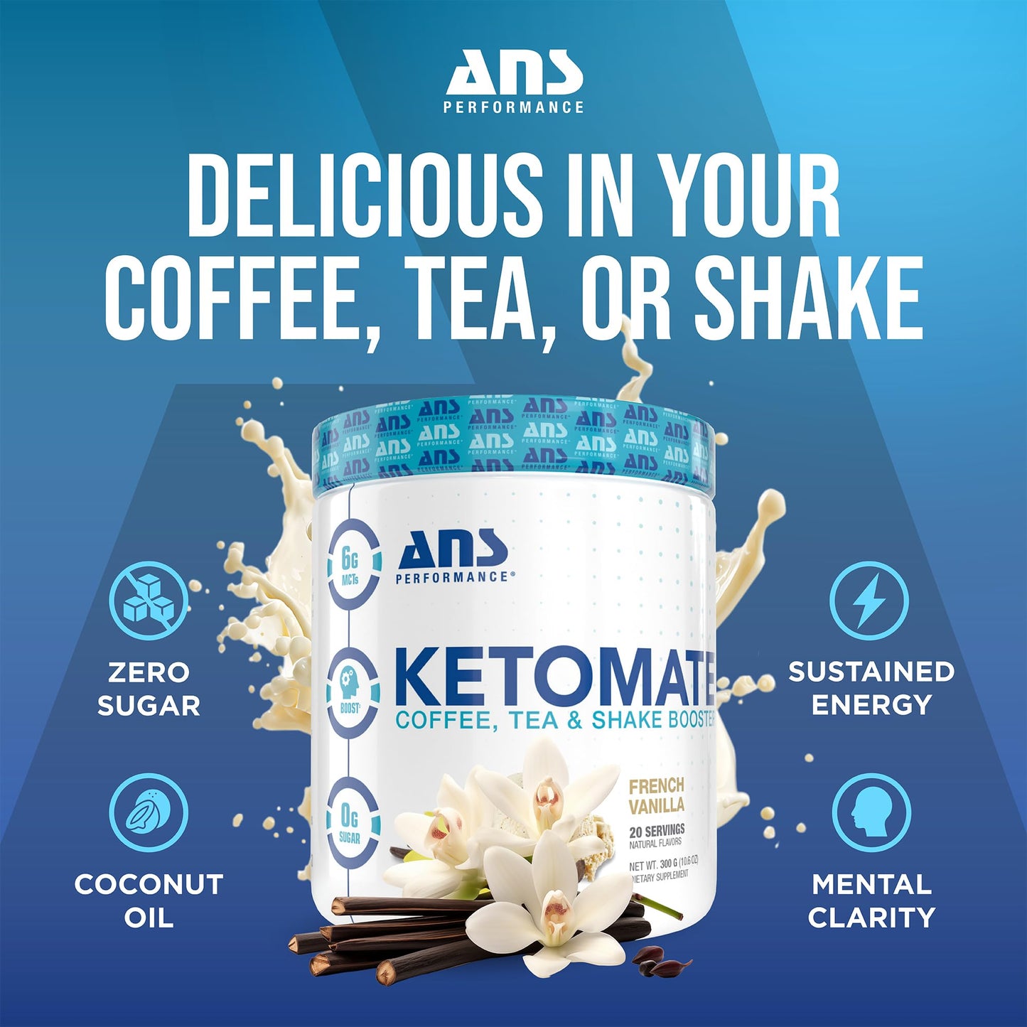 ANS Performance Ketomate Sugar Free Coffee Creamer with MCT Oil Powder, 10.33 Ounce