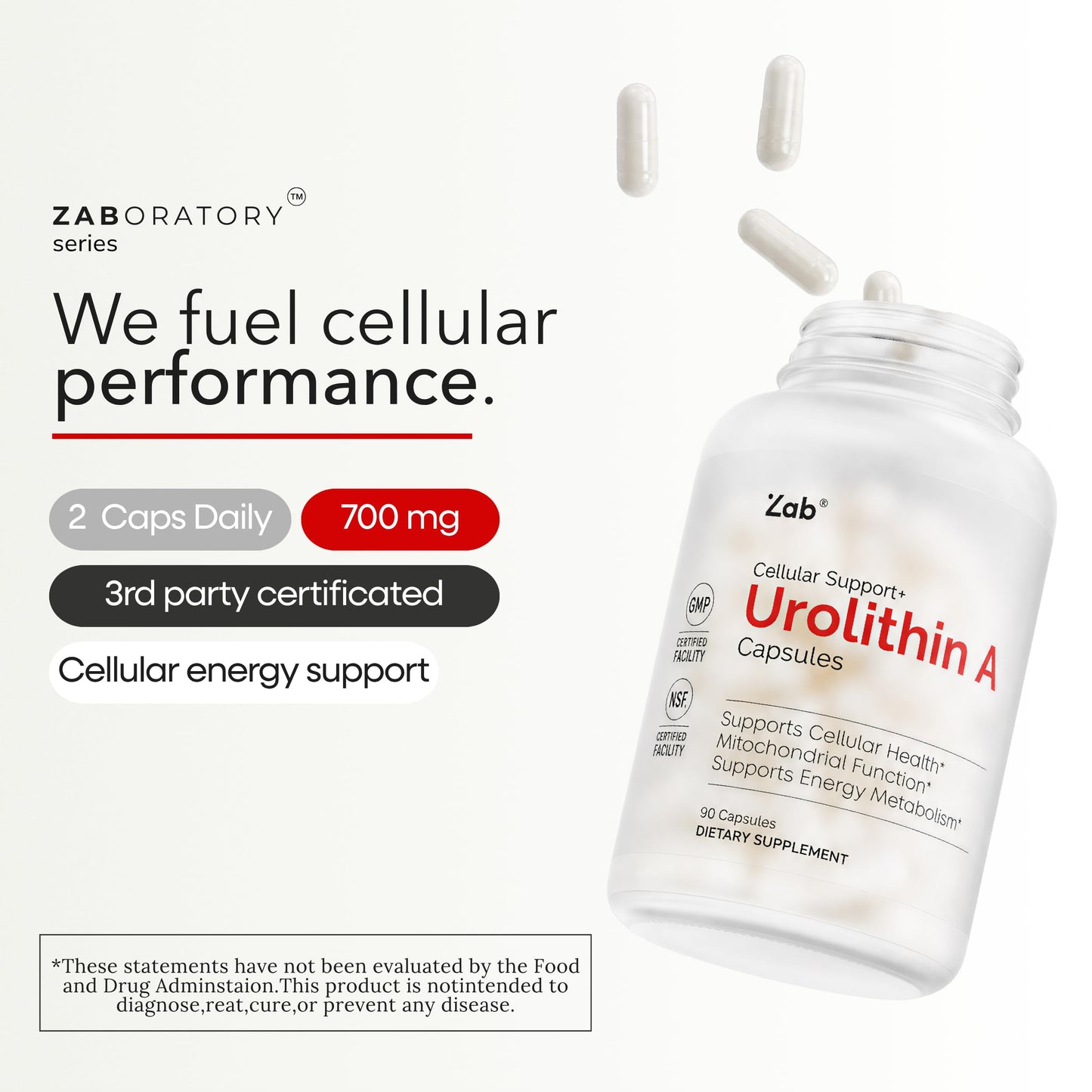 ZAB Urolithin A Supplement 700mg Capsule, 90 Count