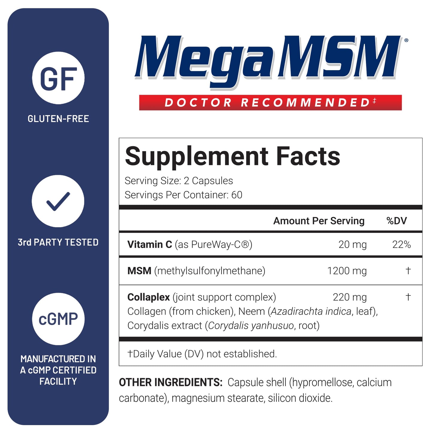 U.S. Doctors' Clinical Mega MSM 120 Capsules