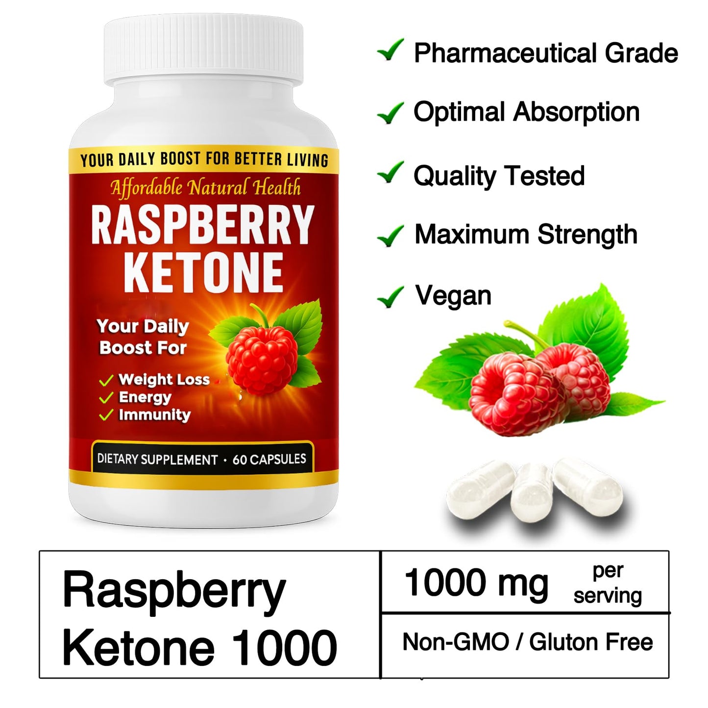 Heaven's Gate Raspberry Ketone Capsules, 8 Capsules